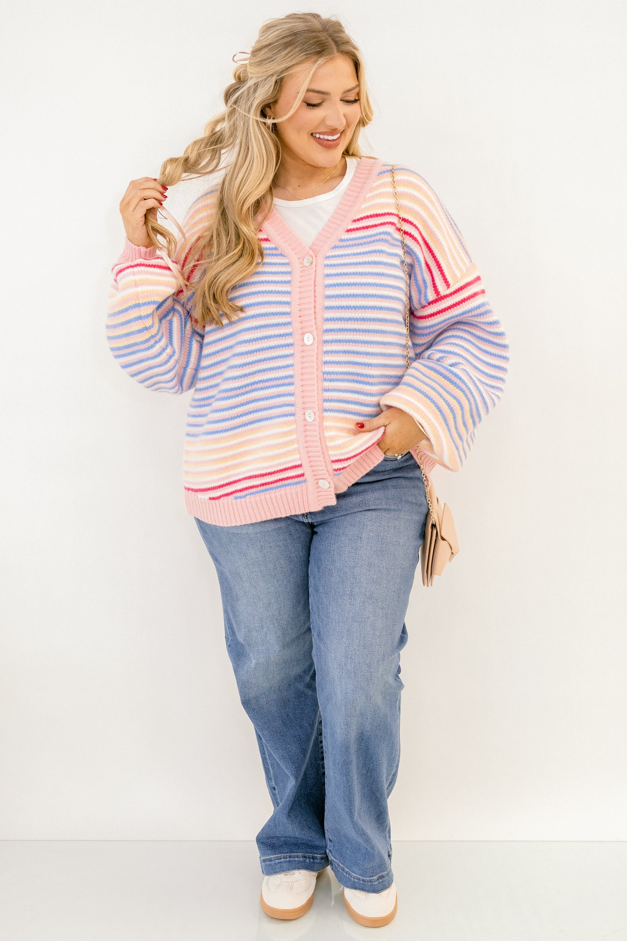 Found Love Cardigan, Pink Multi