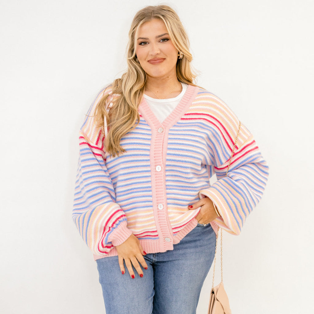 Found Love Cardigan, Pink Multi