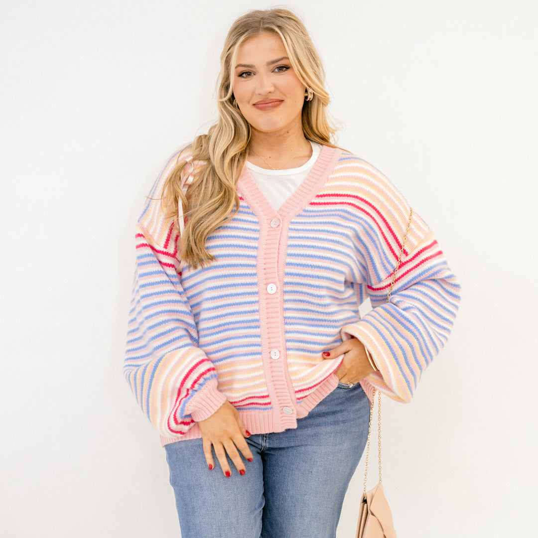 Found Love Cardigan, Pink Multi