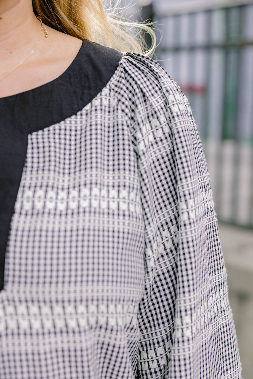 Free Like The Wind Top, Black Plaid