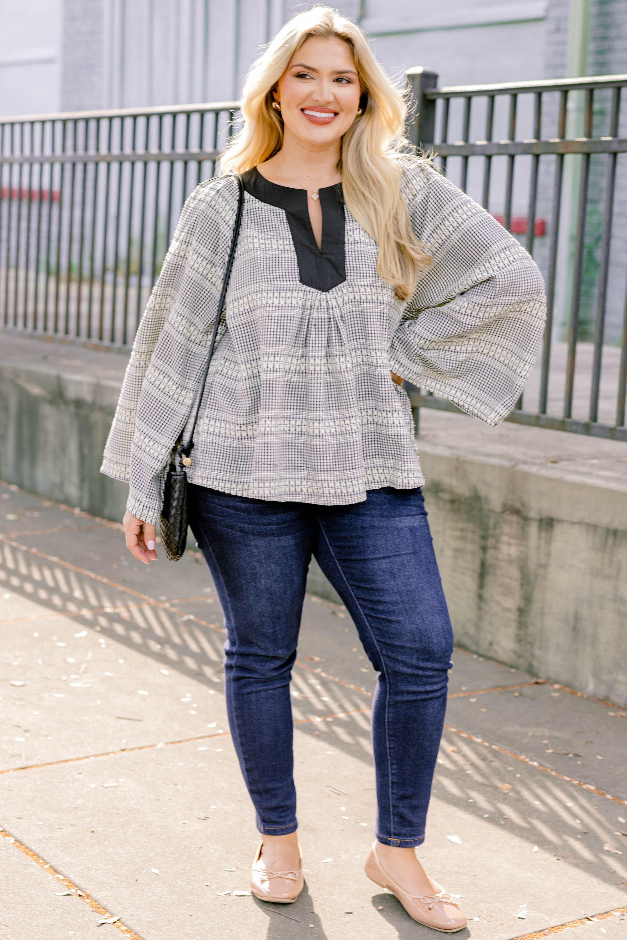 Free Like The Wind Top, Black Plaid