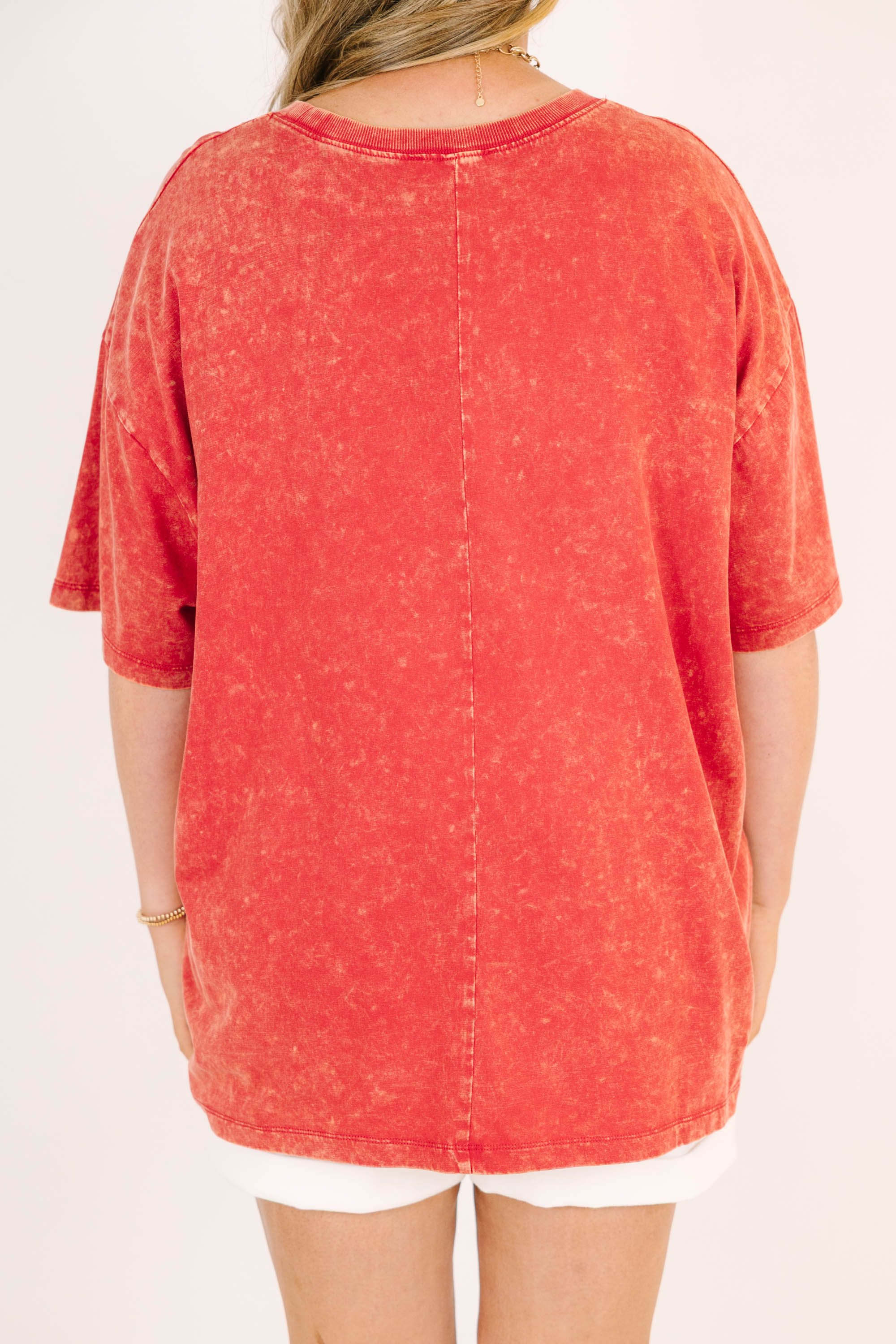 Freedom Acid Wash Relaxed Tee, Dark Red