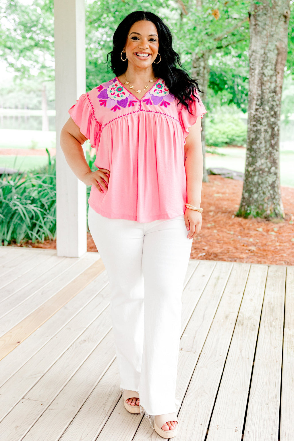 Fresh Picked Florals Top, Light Pink