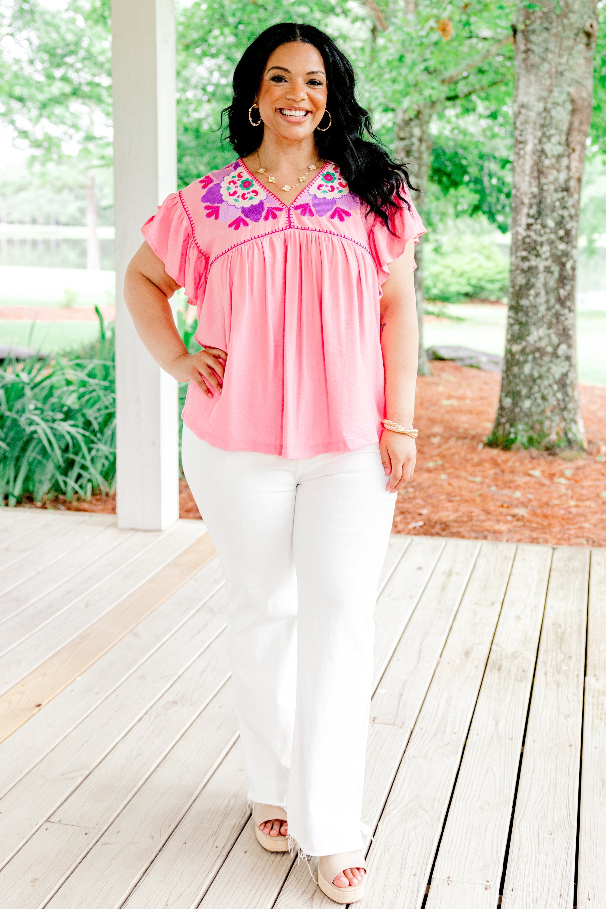 Fresh Picked Florals Top, Light Pink