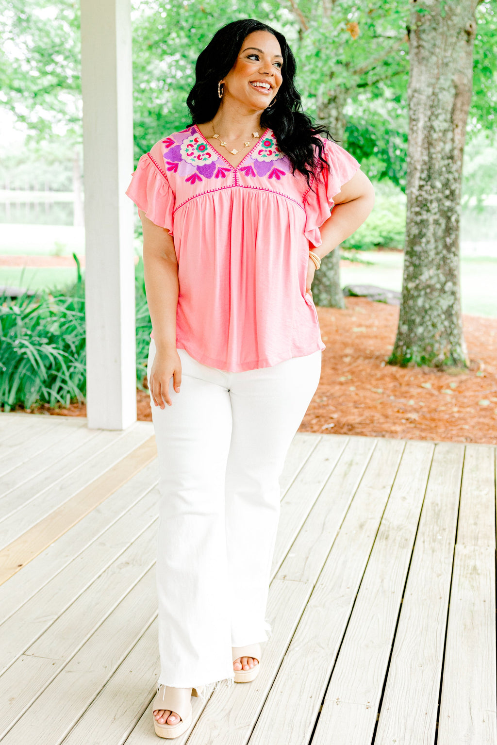 Fresh Picked Florals Top, Light Pink