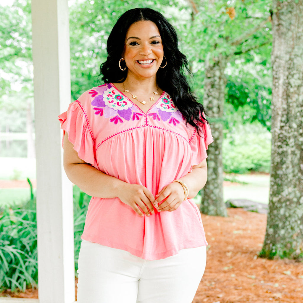 Fresh Picked Florals Top, Light Pink