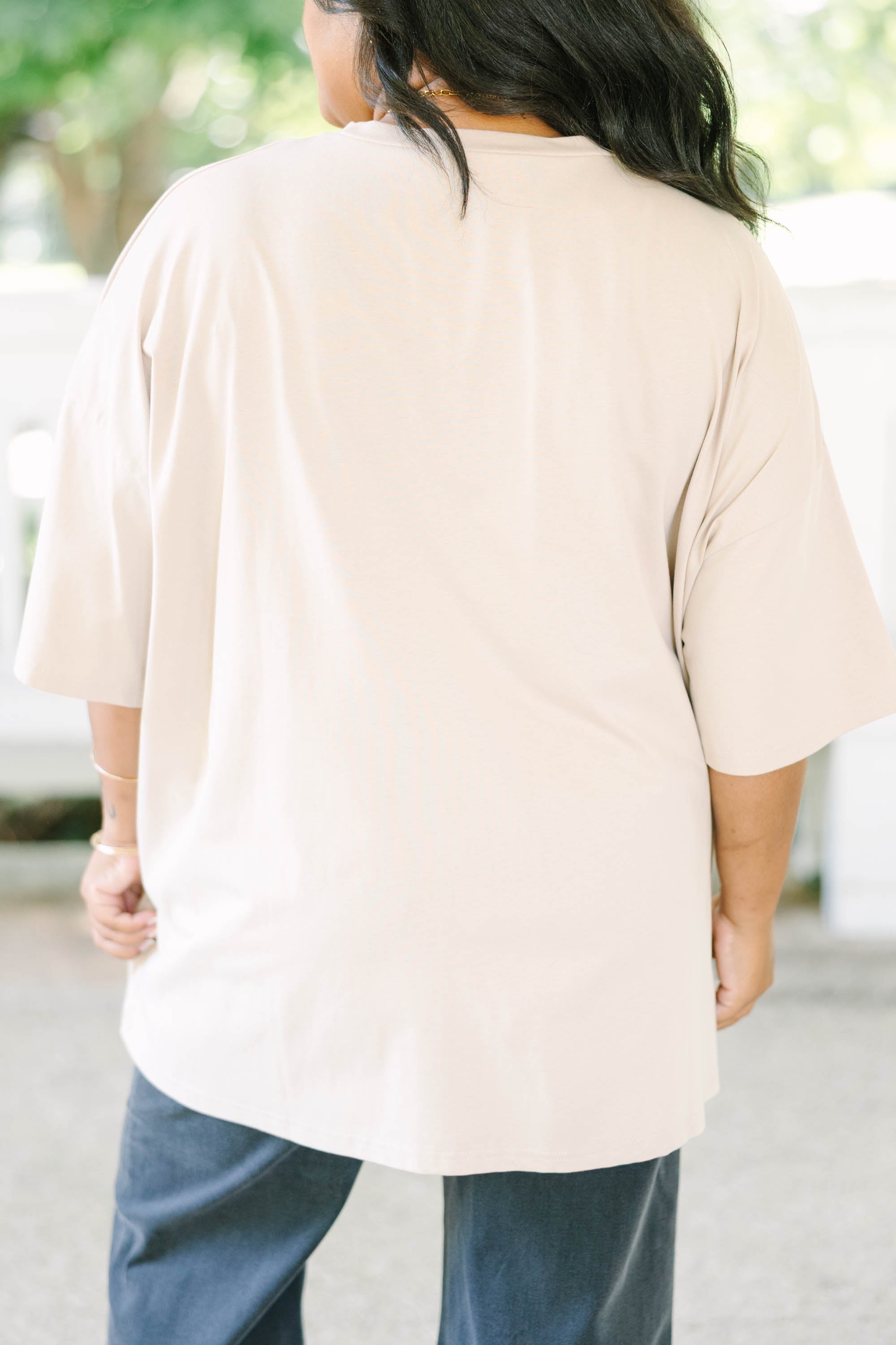 Funky Teacher Boyfriend Tee, Light Mocha