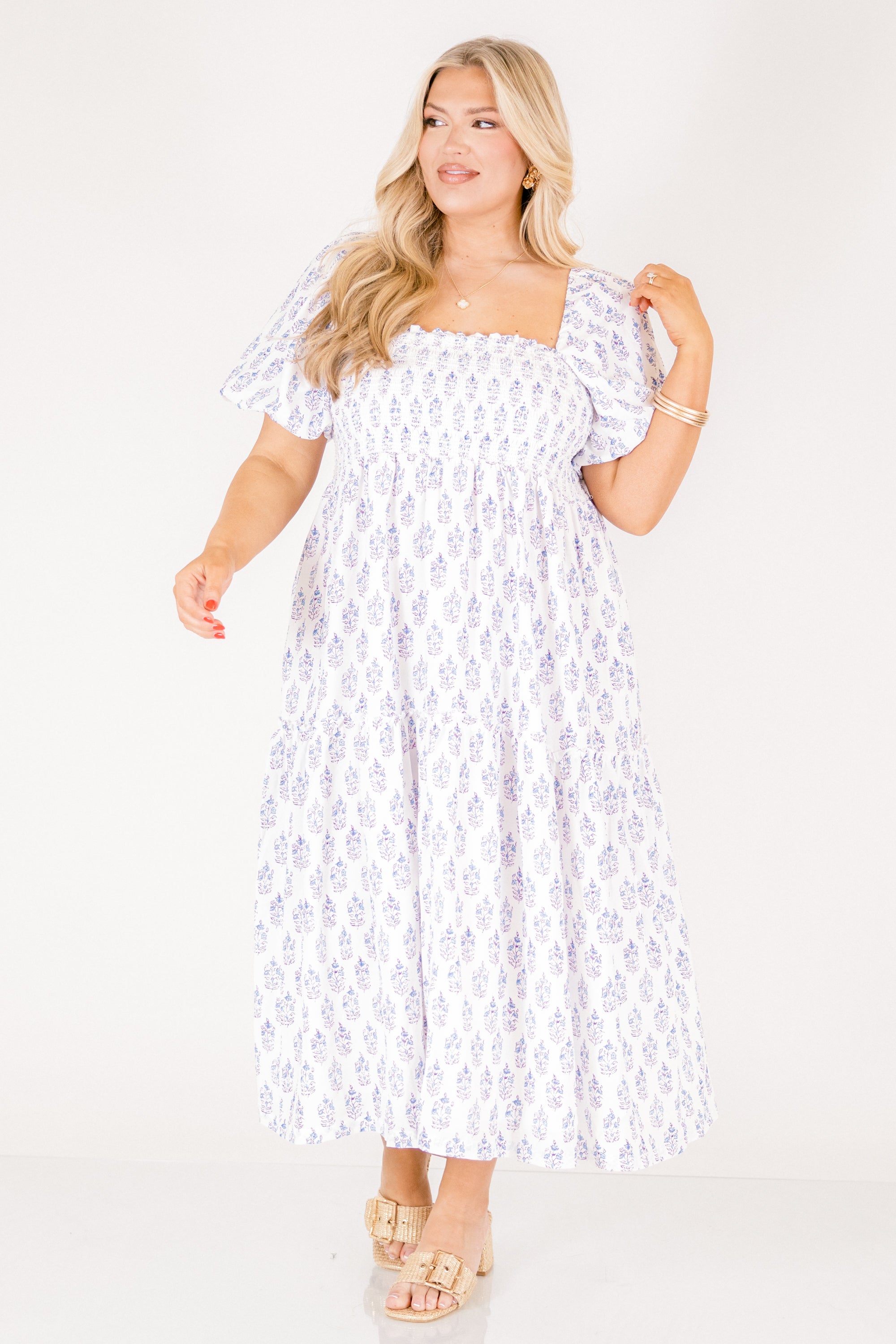 Garden Afternoon Dress, Cream Lilac