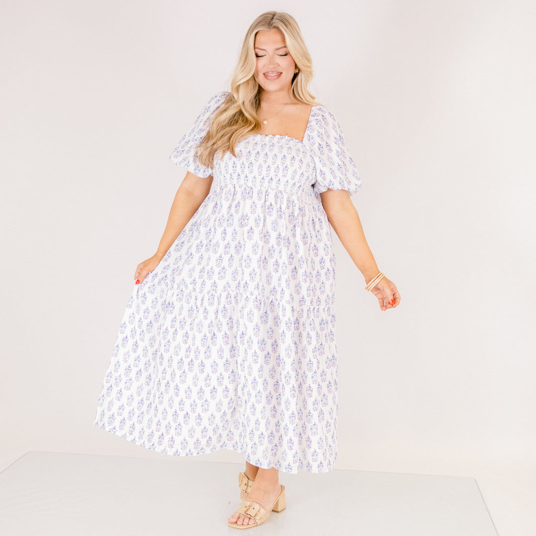Garden Afternoon Dress, Cream Lilac