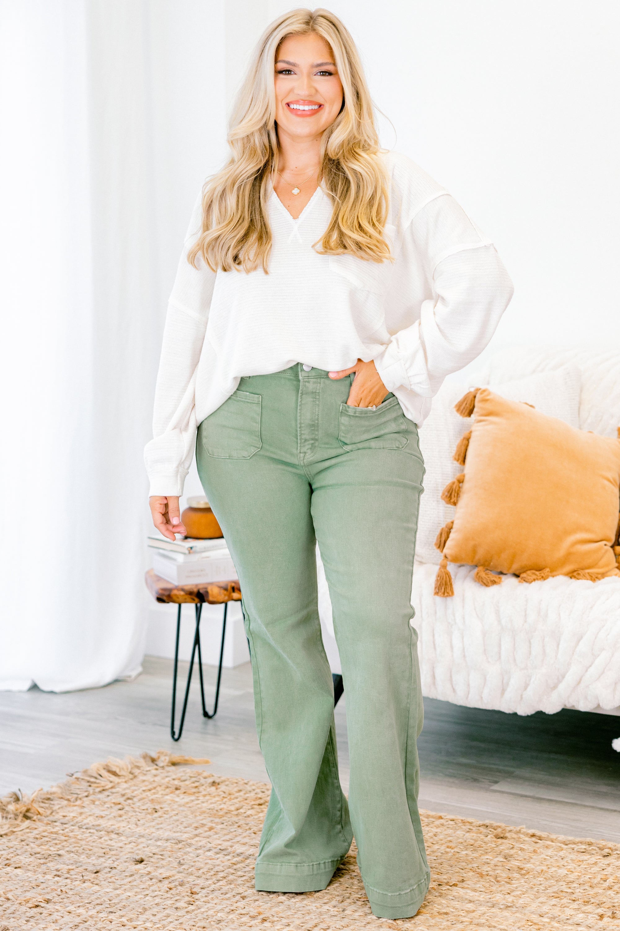 Garden Clovers Jeans, Olive