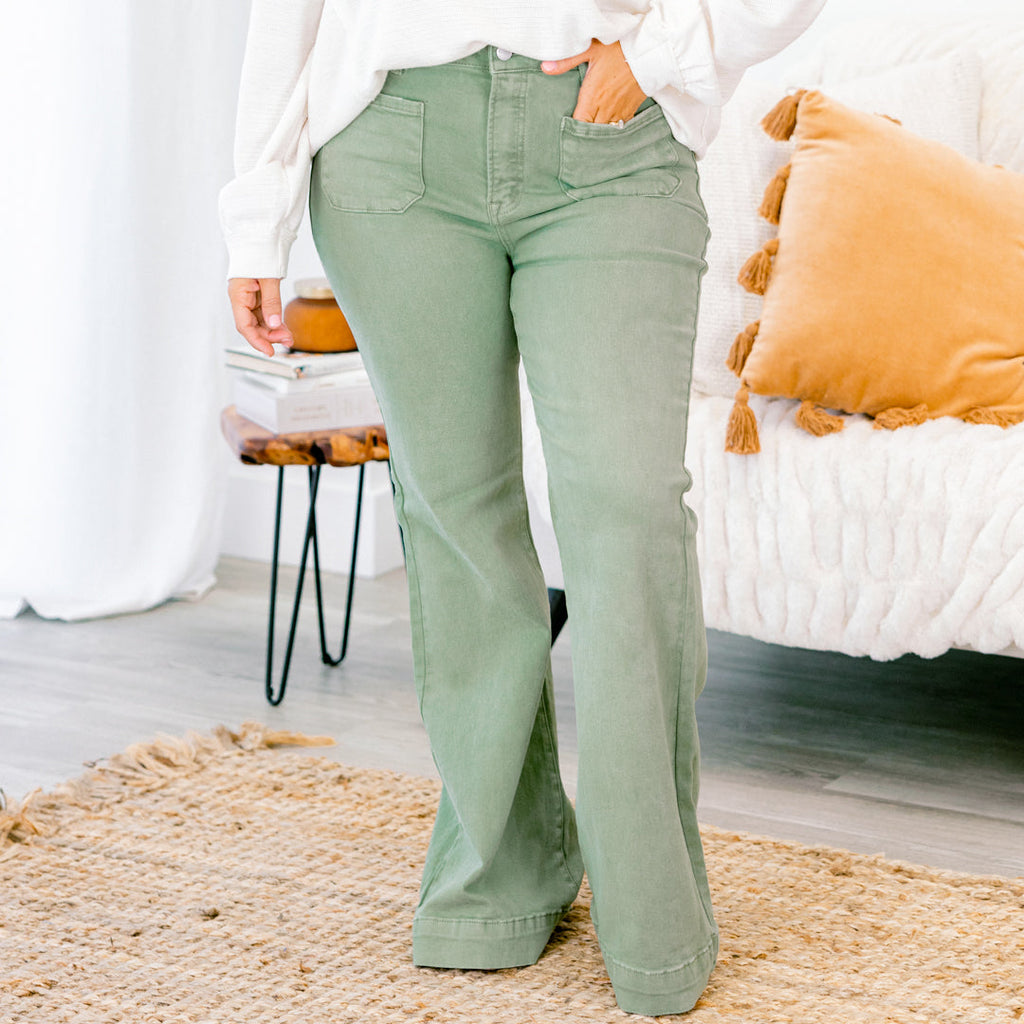 Garden Clovers Jeans, Olive