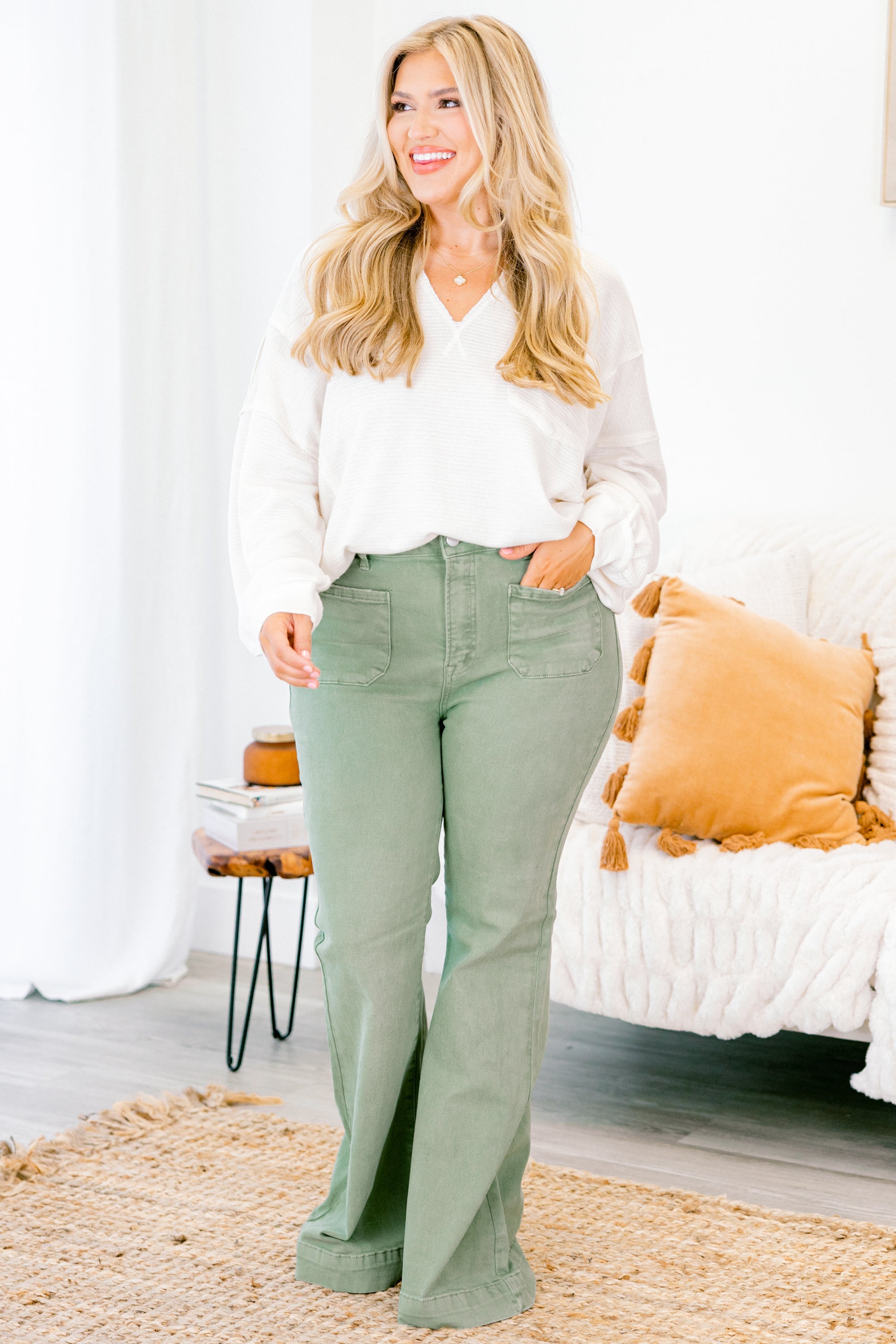 Garden Clovers Jeans, Olive