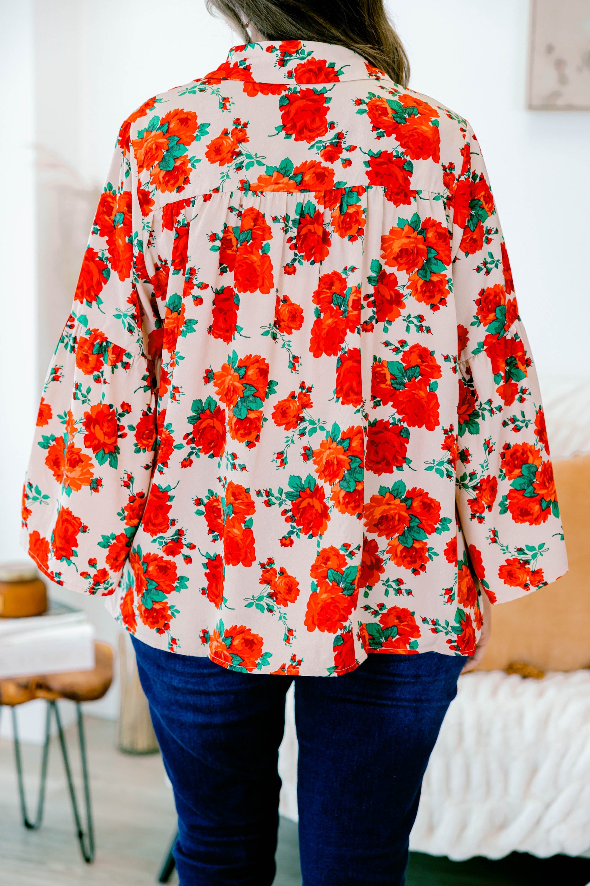 Garden Party Blouse, Red-Beige