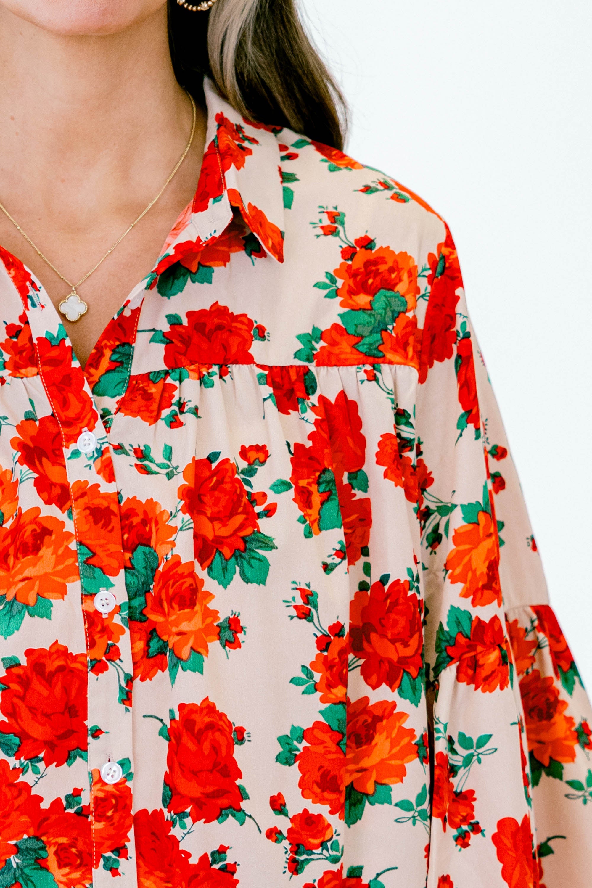 Garden Party Blouse, Red-Beige