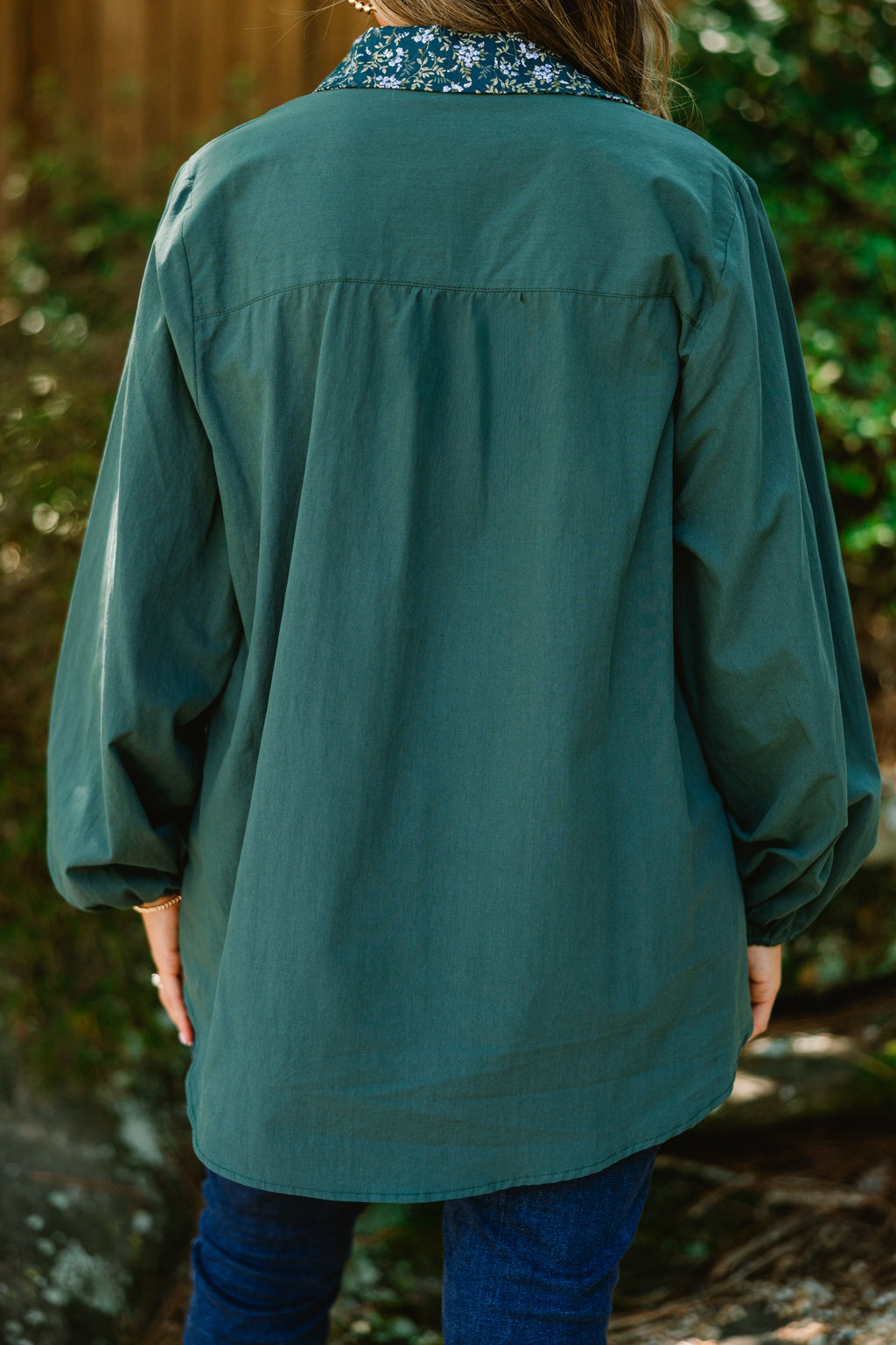 Garden Time Top, Green Floral