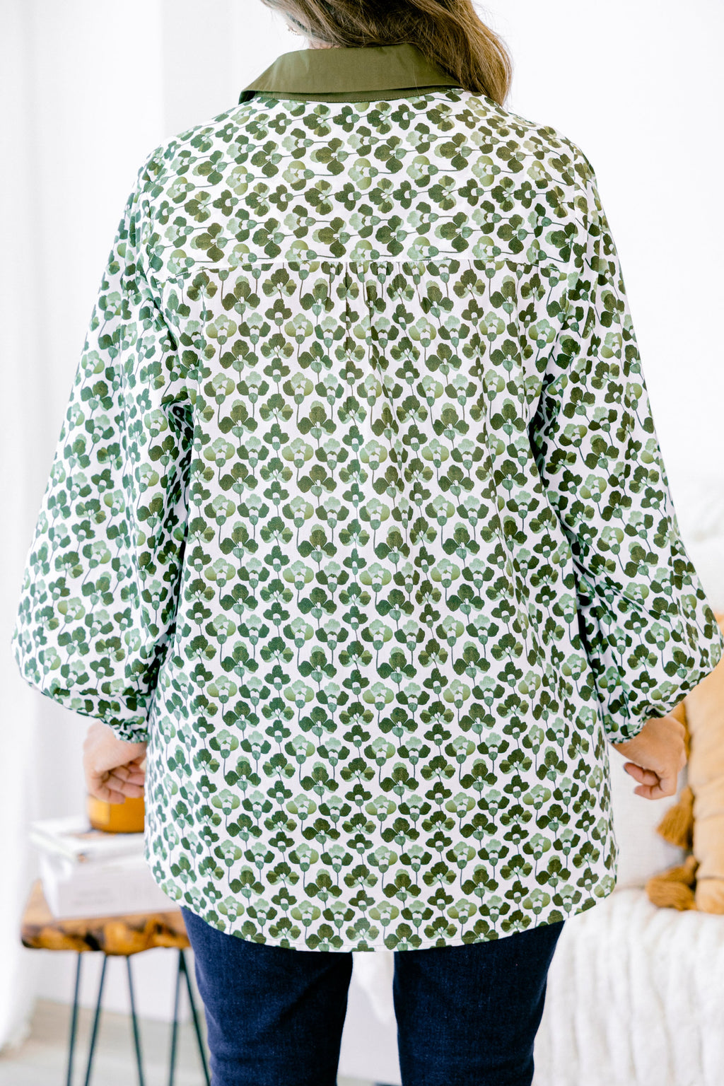 Garden Time Top, Green-White