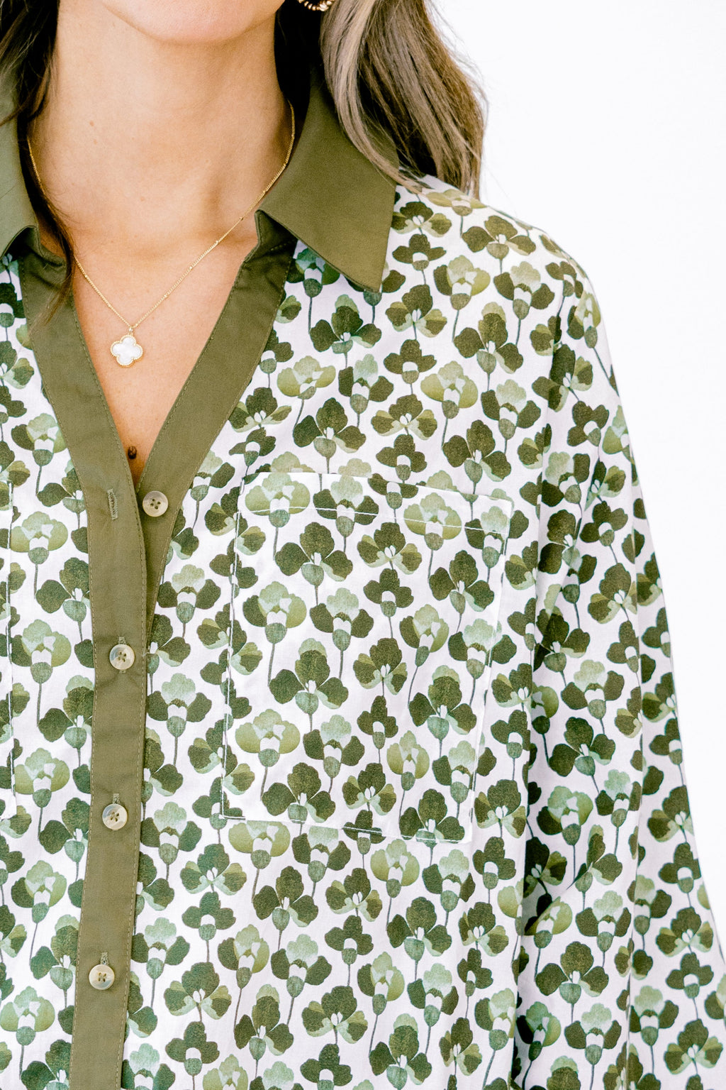 Garden Time Top, Green-White