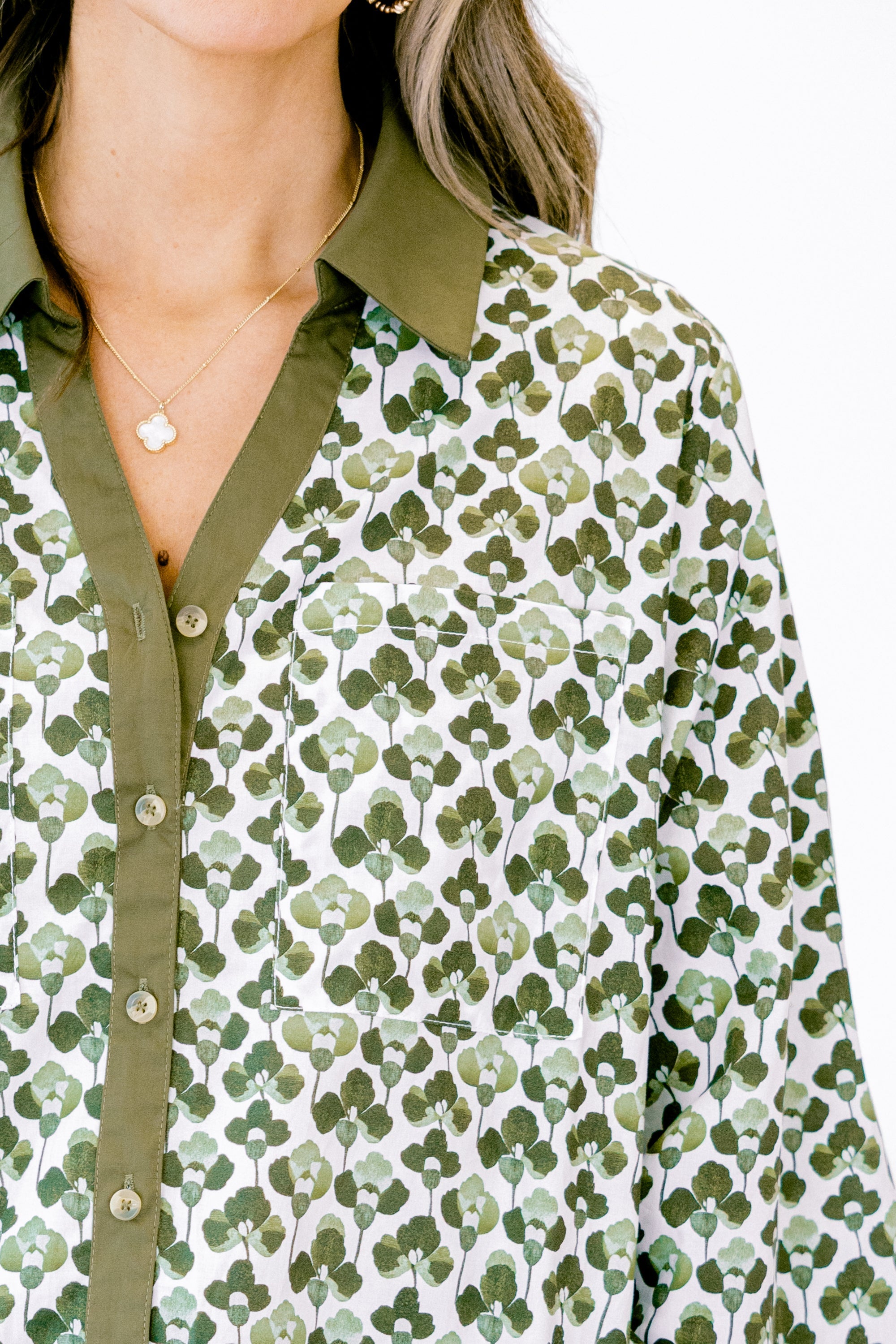 Garden Time Top, Green-White