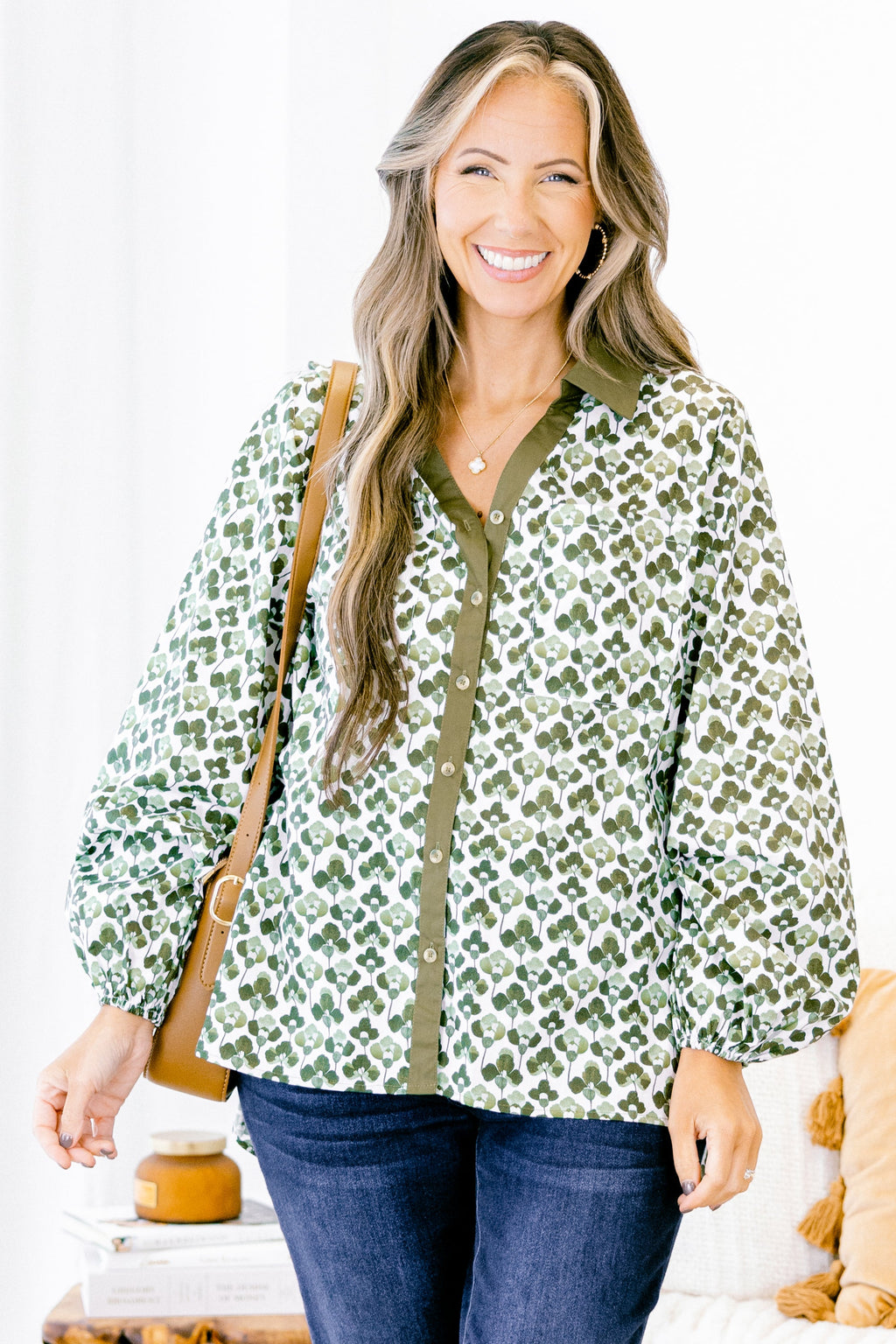 Garden Time Top, Green-White