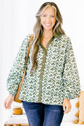 Garden Time Top, Green-White