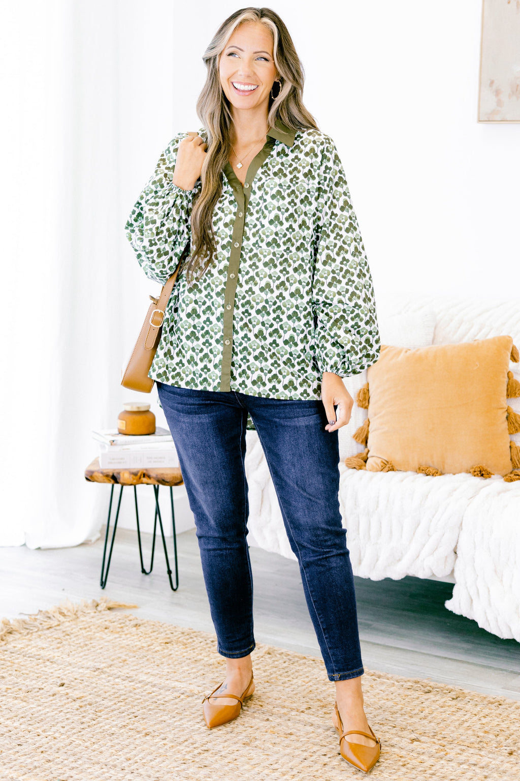 Garden Time Top, Green-White