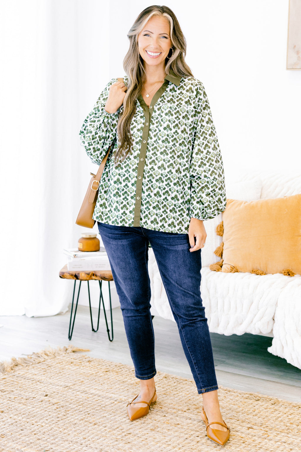 Garden Time Top, Green-White