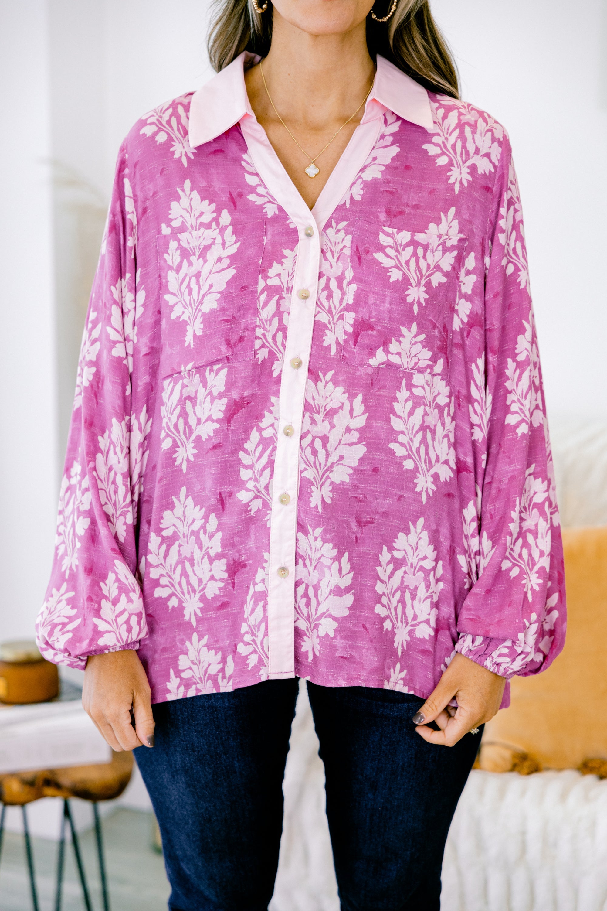 Garden Time Top, Pink Block