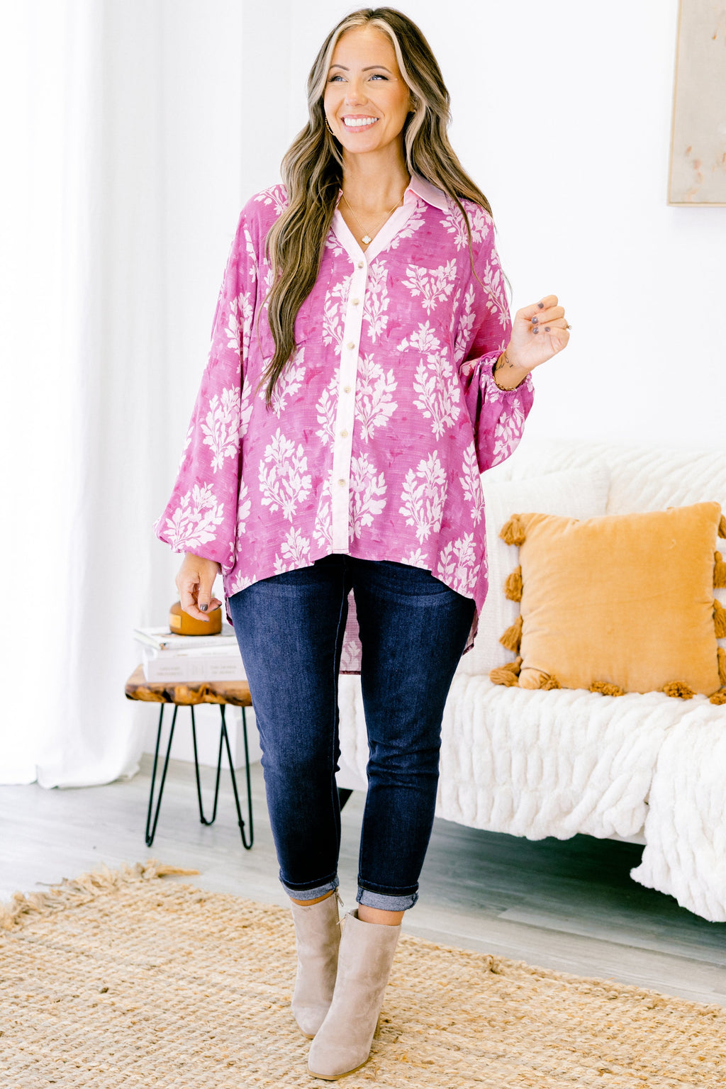 Garden Time Top, Pink Block