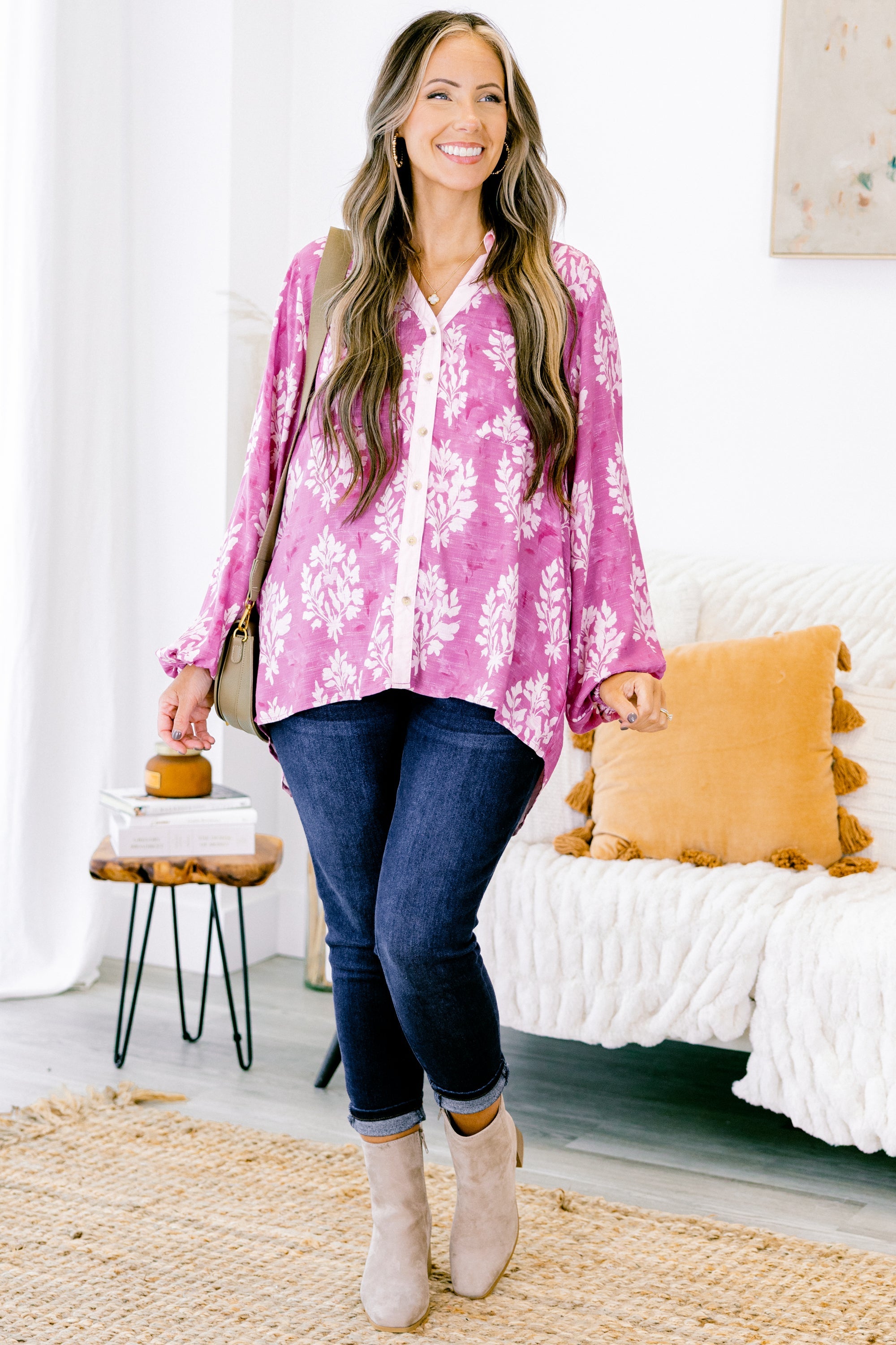 Garden Time Top, Pink Block