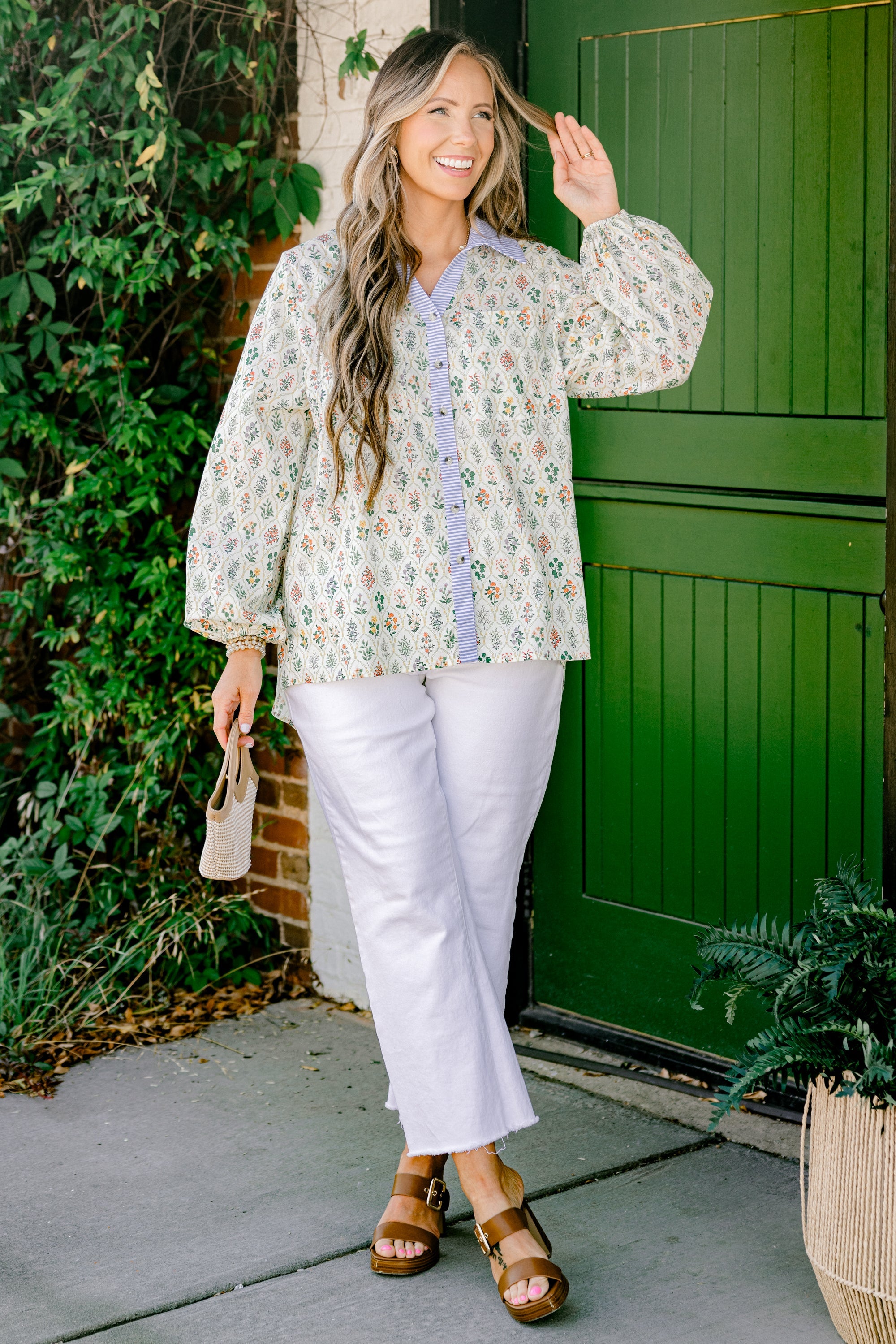 Garden Time Top, Yellow-Blue
