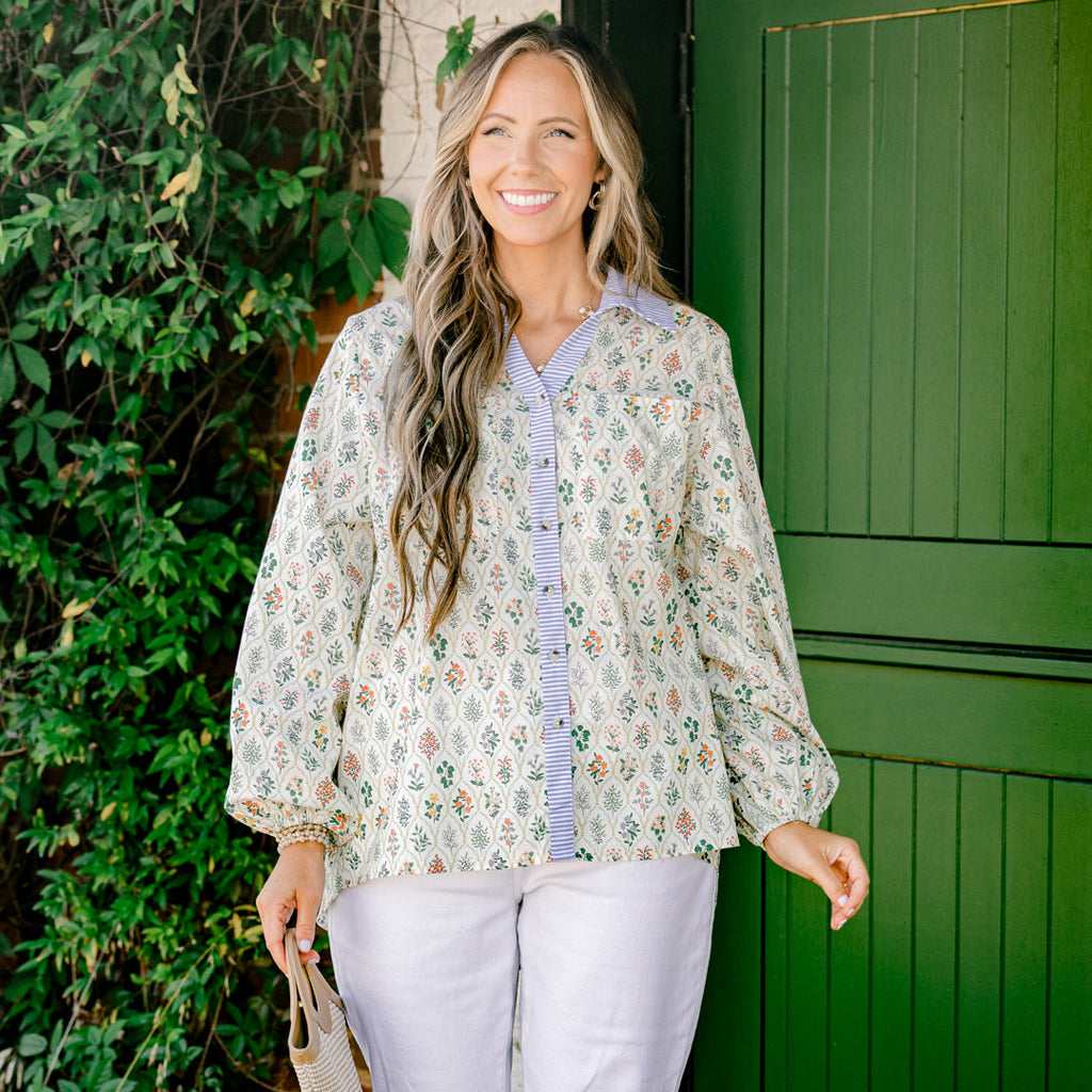 Garden Time Top, Yellow-Blue