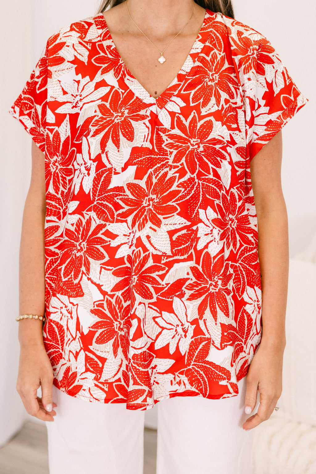 Garden View Top, Red