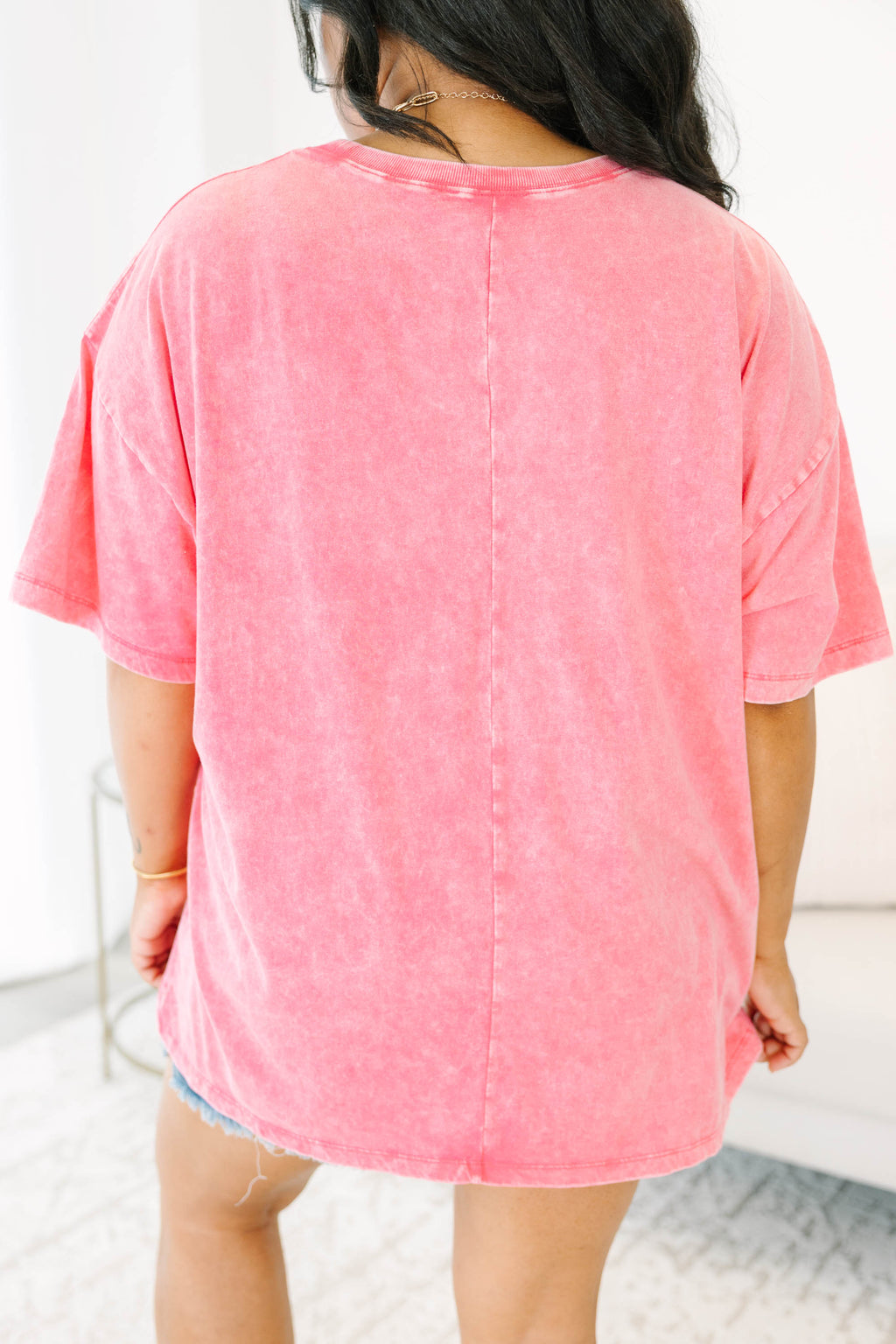Get It Tiger Acid Wash Relaxed Tee, Fuchsia
