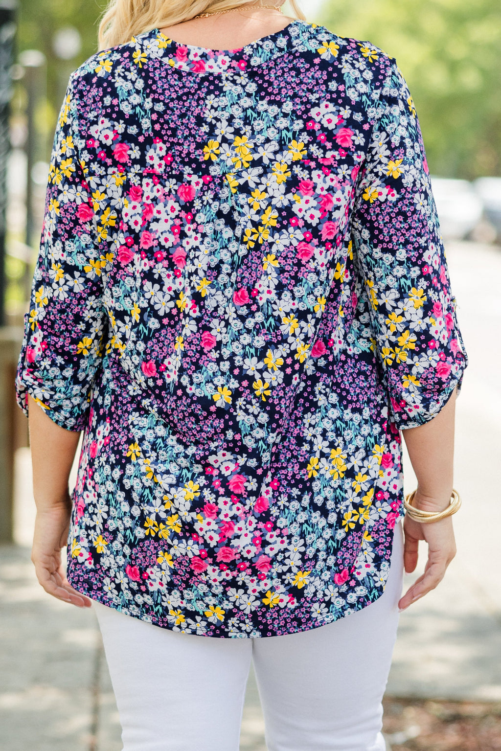 Gilded Lily Top, Navy Multi