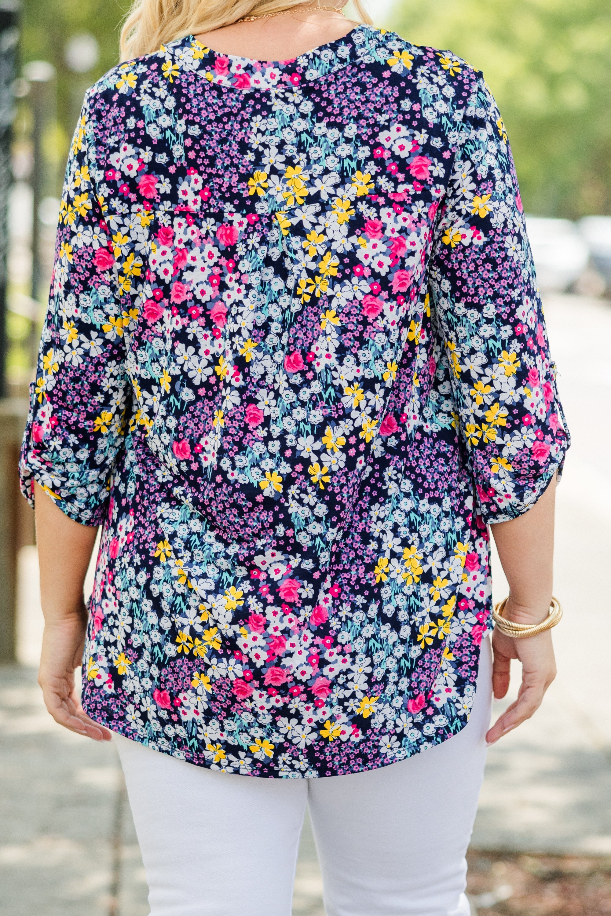Gilded Lily Top, Navy Multi