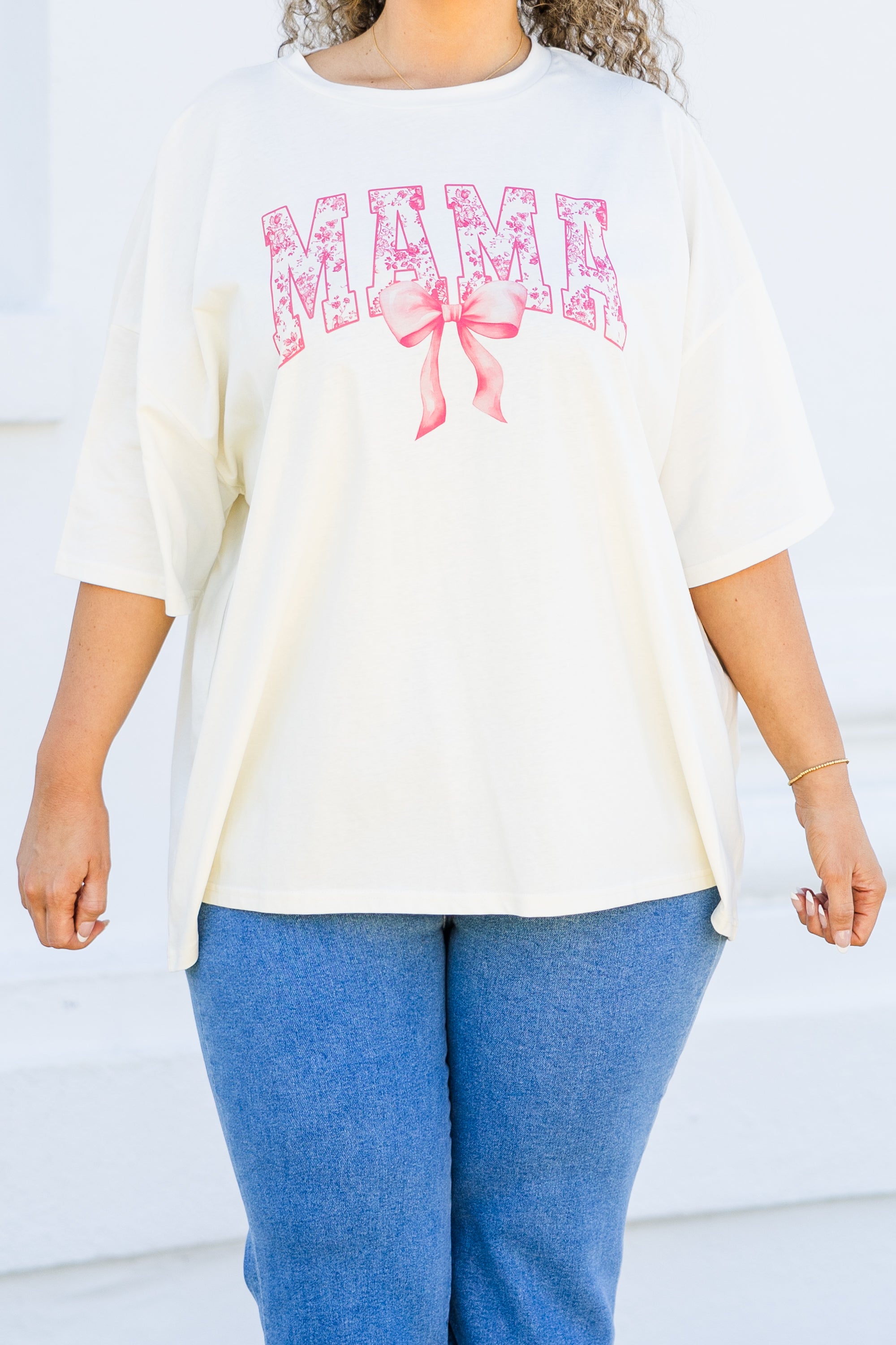 Girly Mama Boyfriend Tee, Ivory