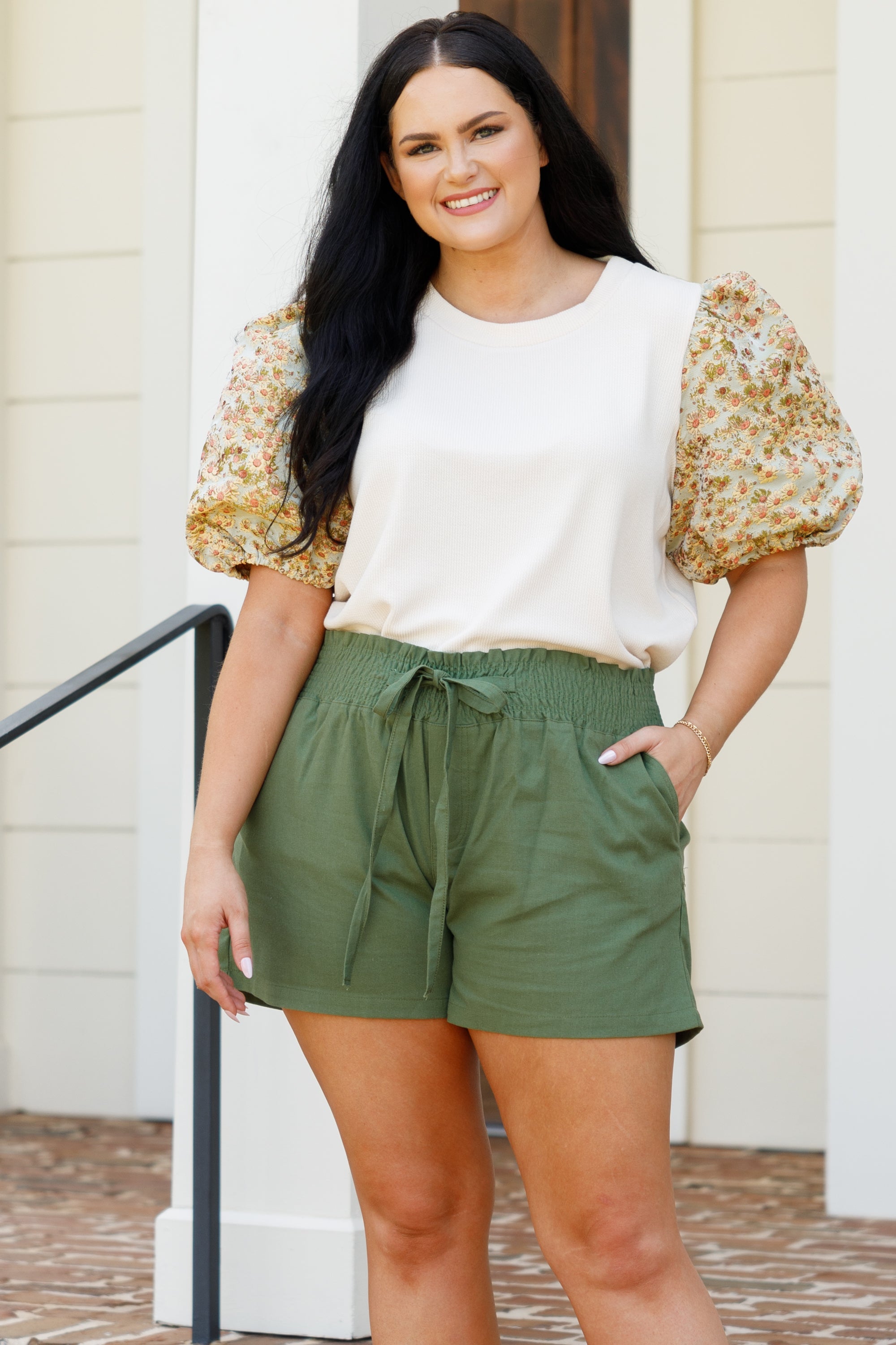 Give You Attitude Shorts, Olive Green