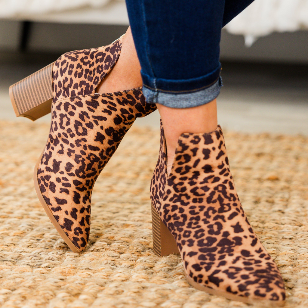 Gleaming Glam Booties, Leopard