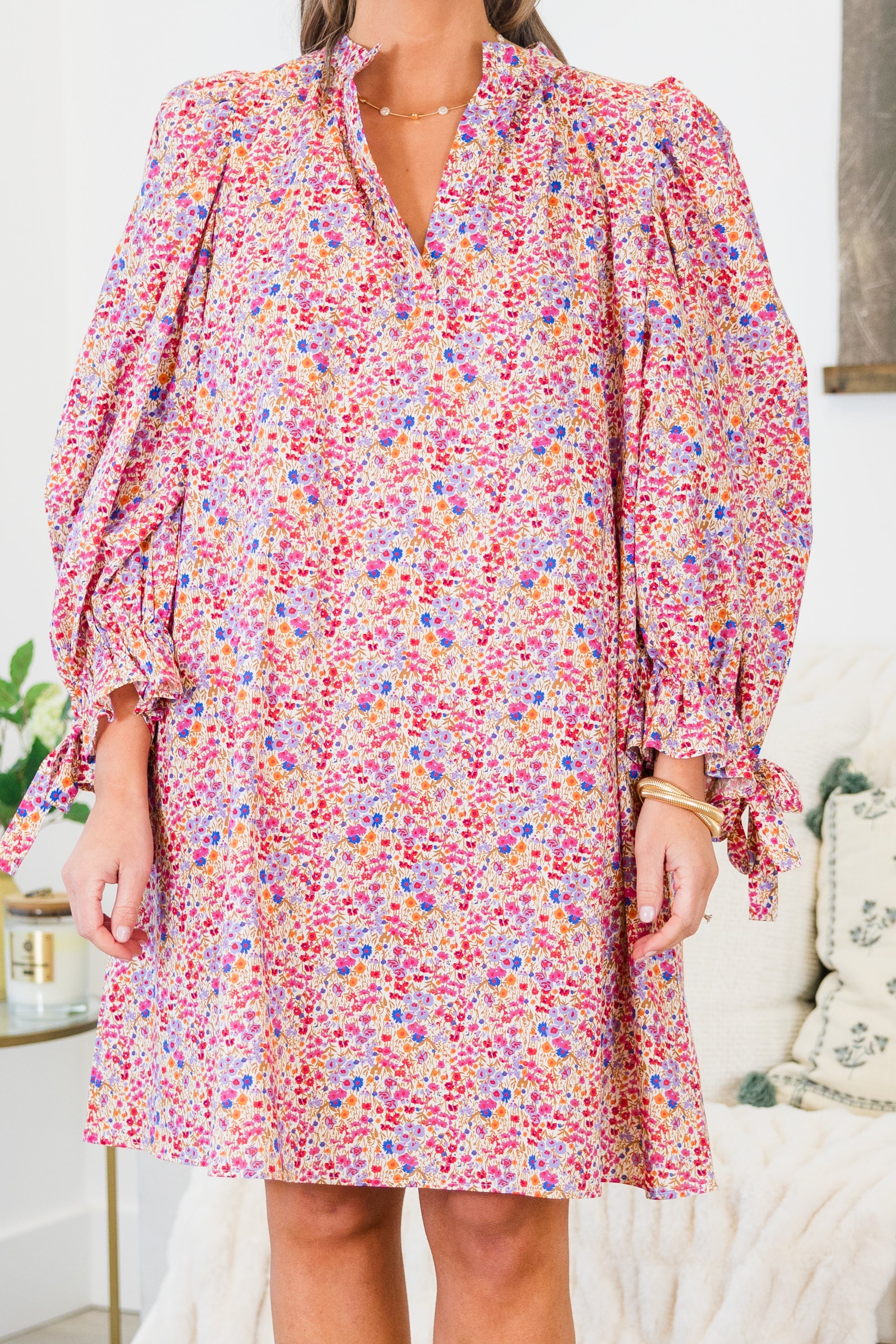 Glistening Lights Dress, Pink Floral
