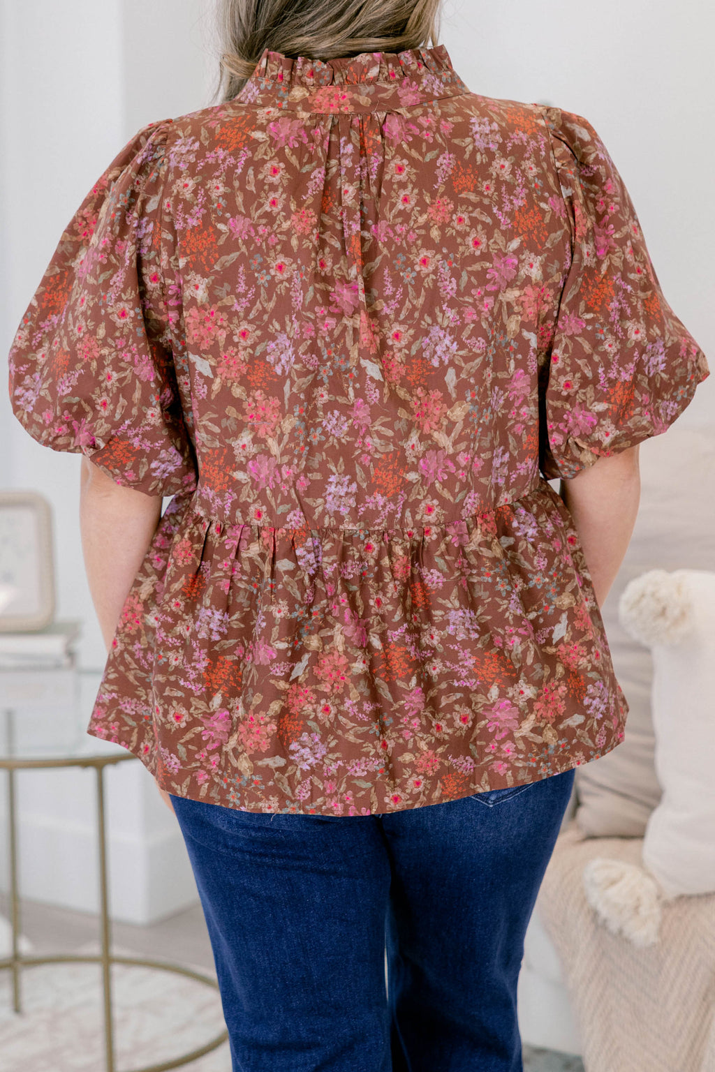 Go After It Top, Brown Floral