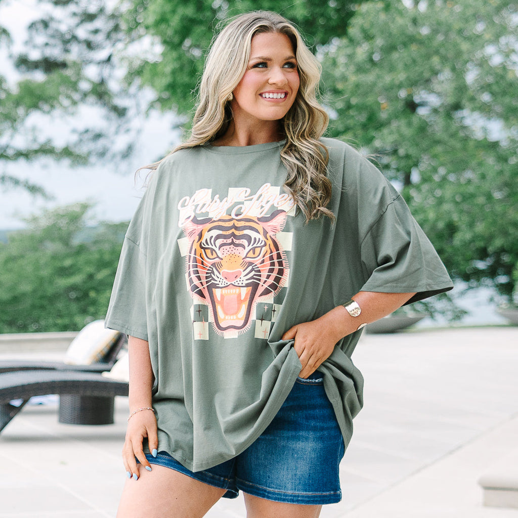 Go Easy On Em Boyfriend Tee, Moss