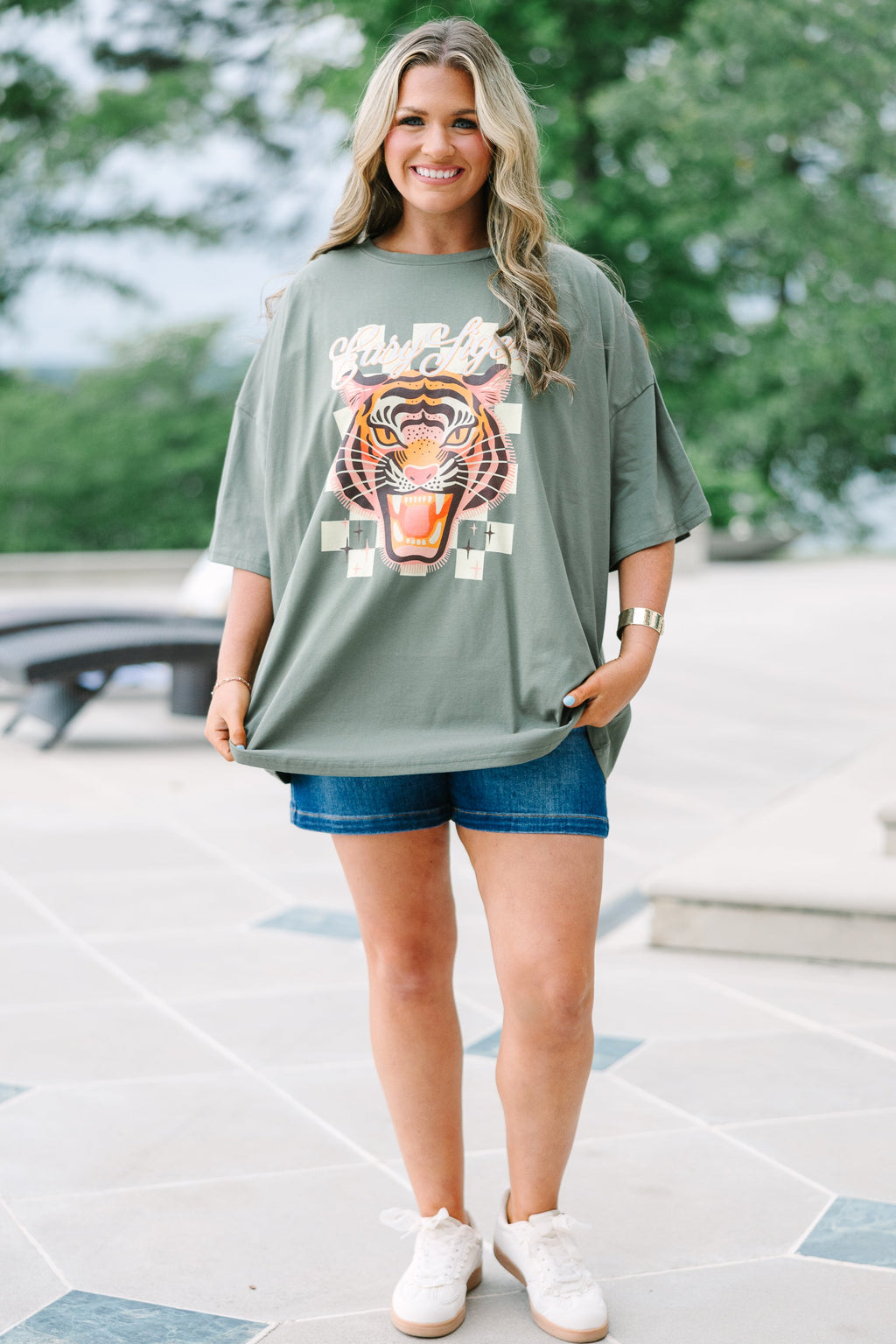 Go Easy On Em Boyfriend Tee, Moss