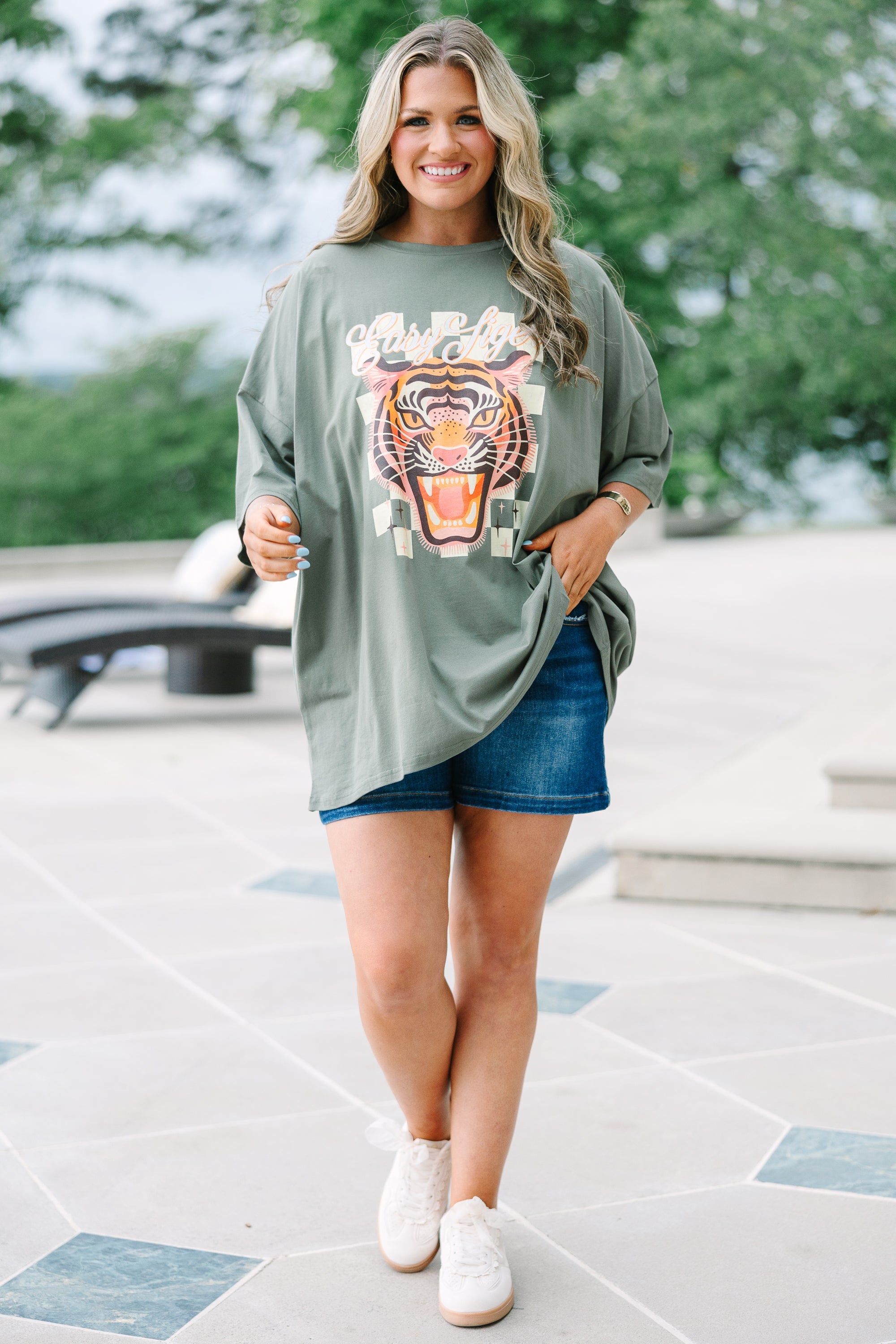 Go Easy On Em Boyfriend Tee, Moss