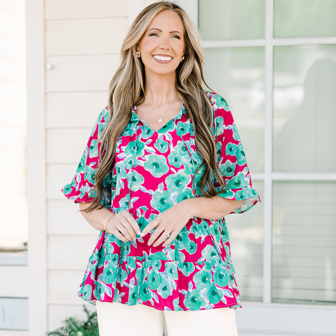 Go Have Some Fun Top, Magenta Multi