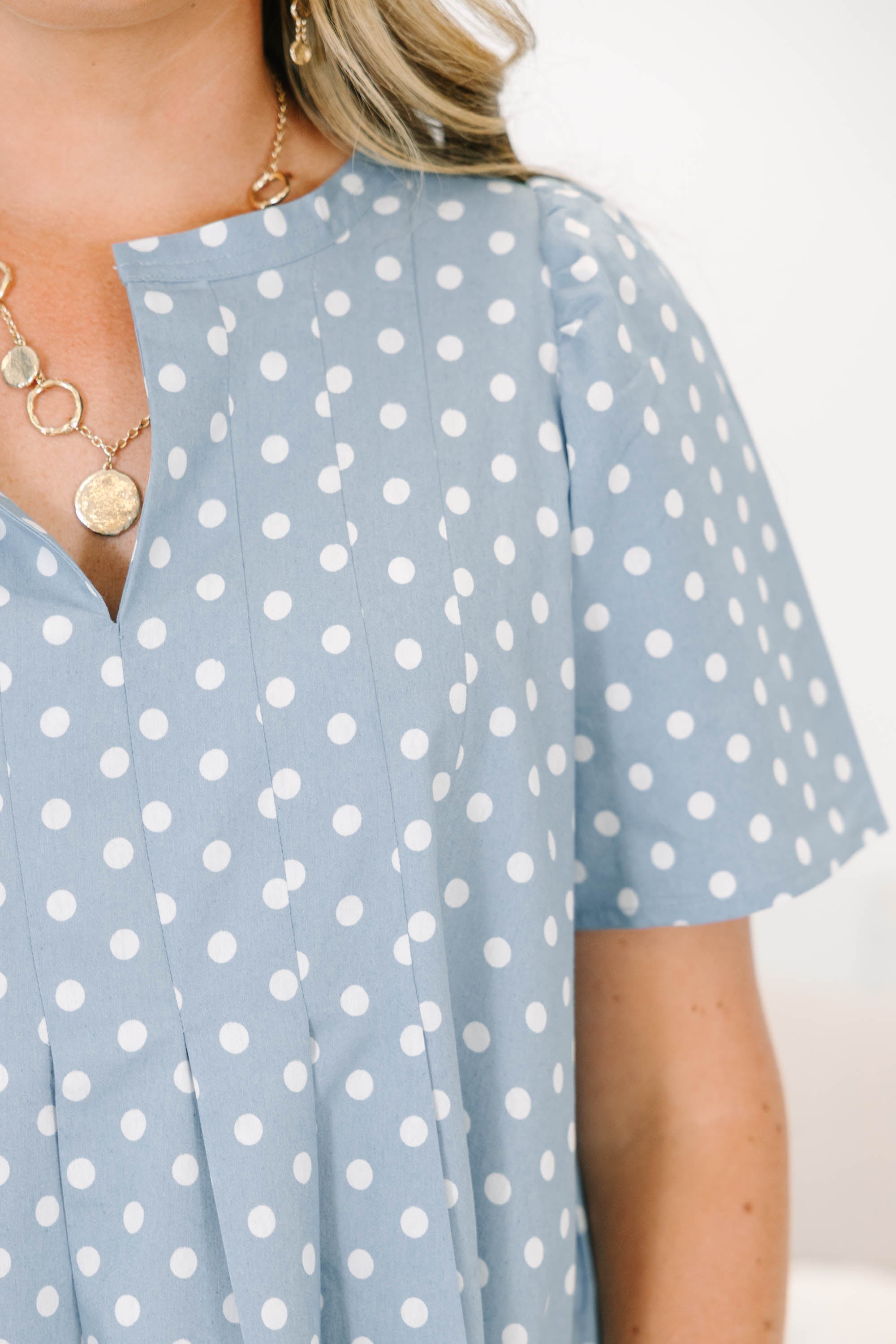 Going The Right Way Dress, Blue Polka Dot