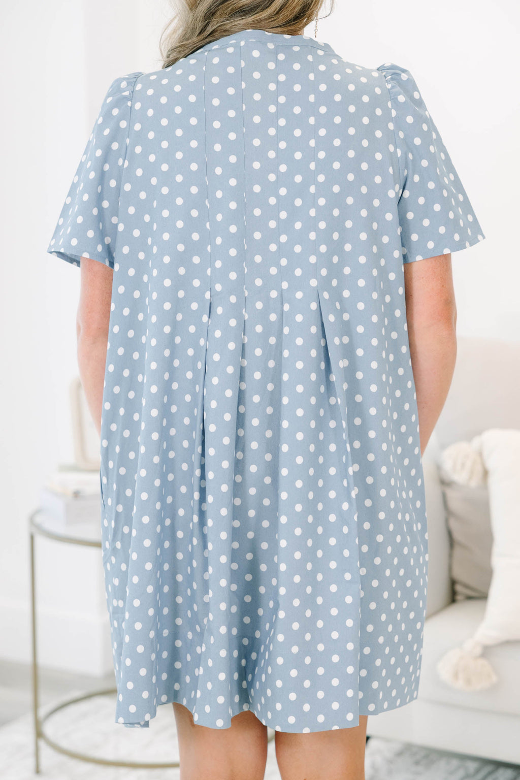 Going The Right Way Dress, Blue Polka Dot