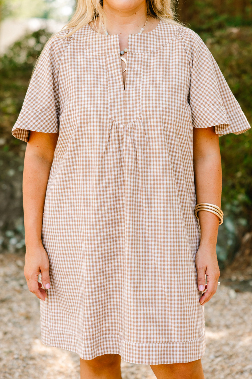Going The Right Way Dress, Brown Gingham