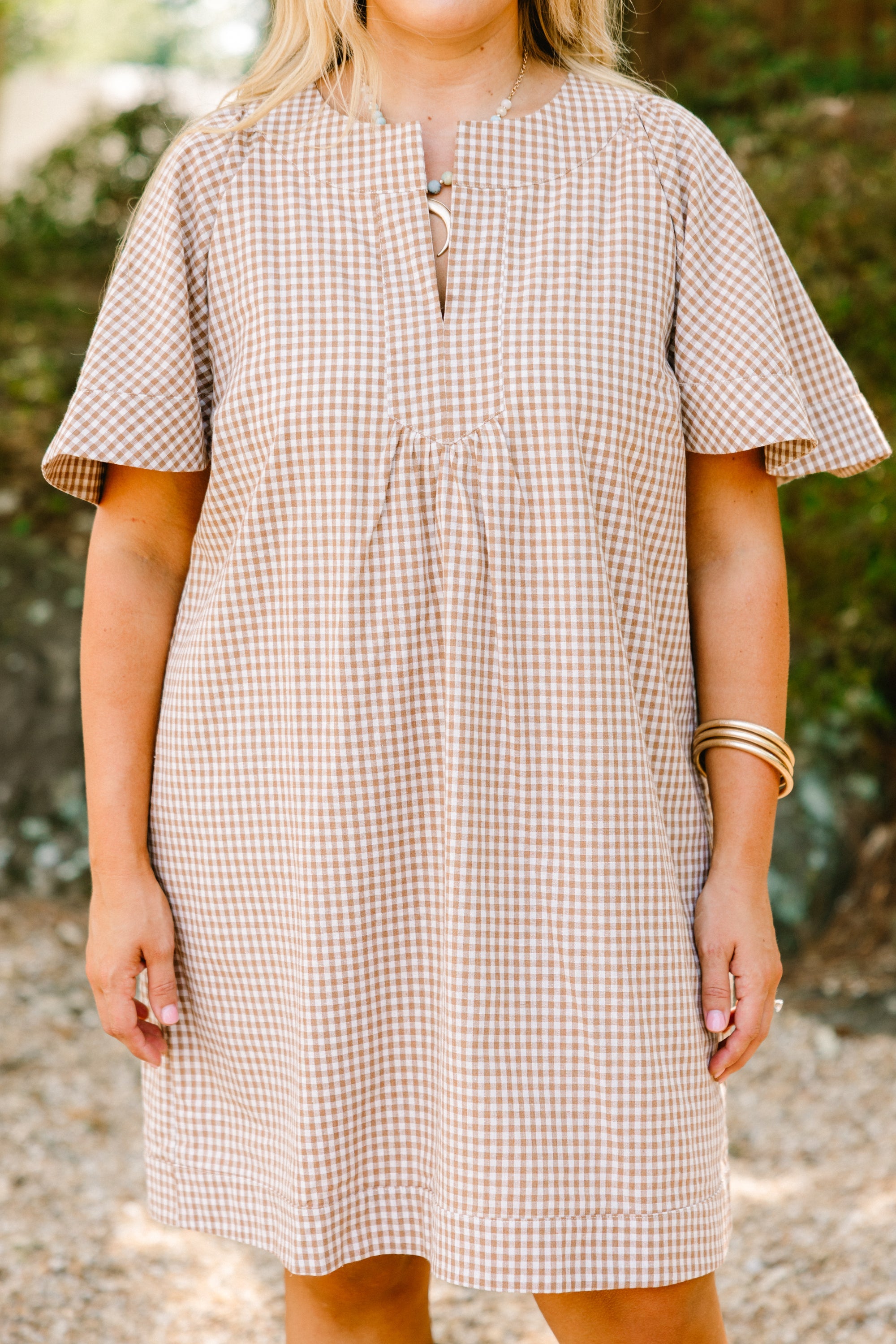Going The Right Way Dress, Brown Gingham