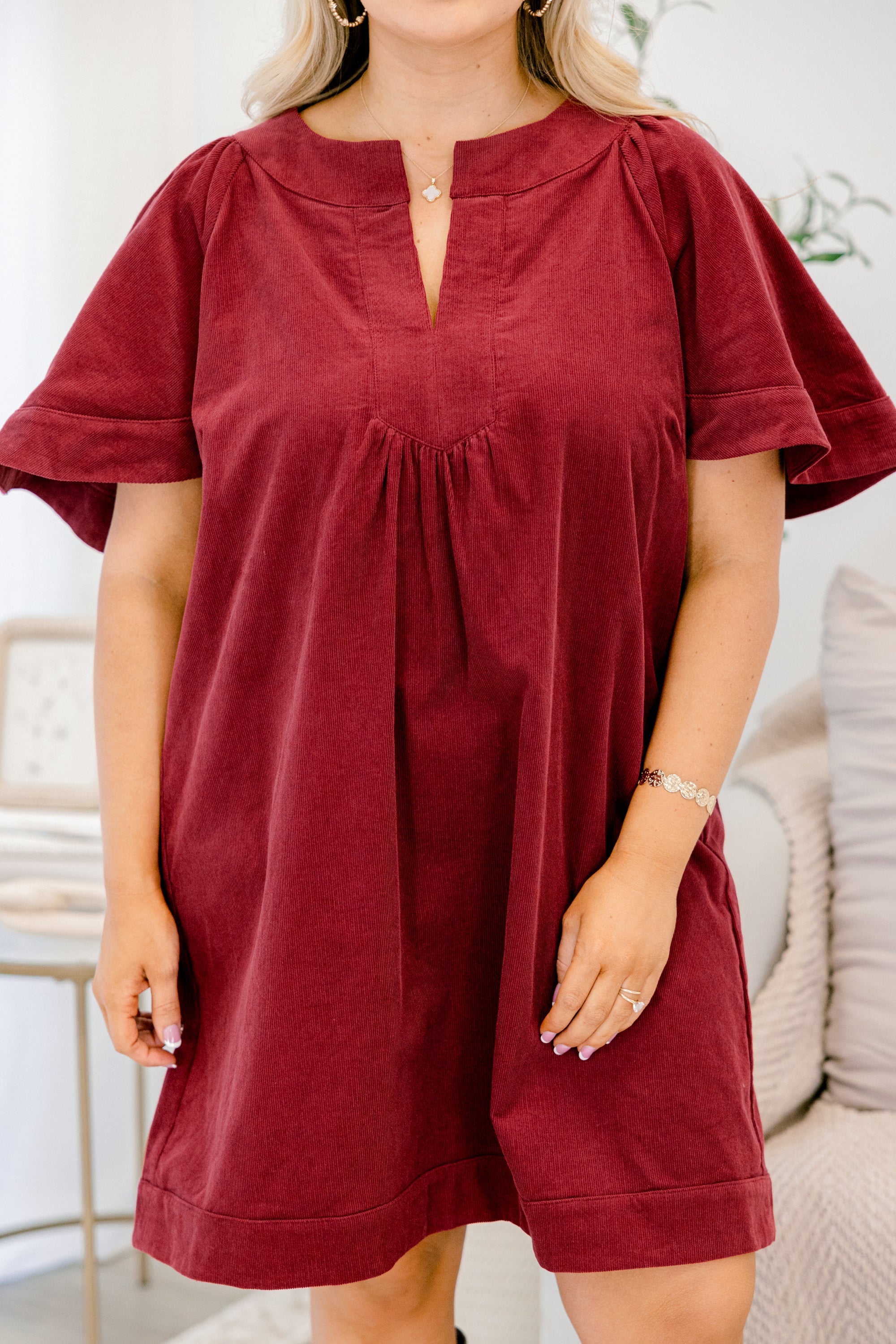 Going The Right Way Dress, Burgundy
