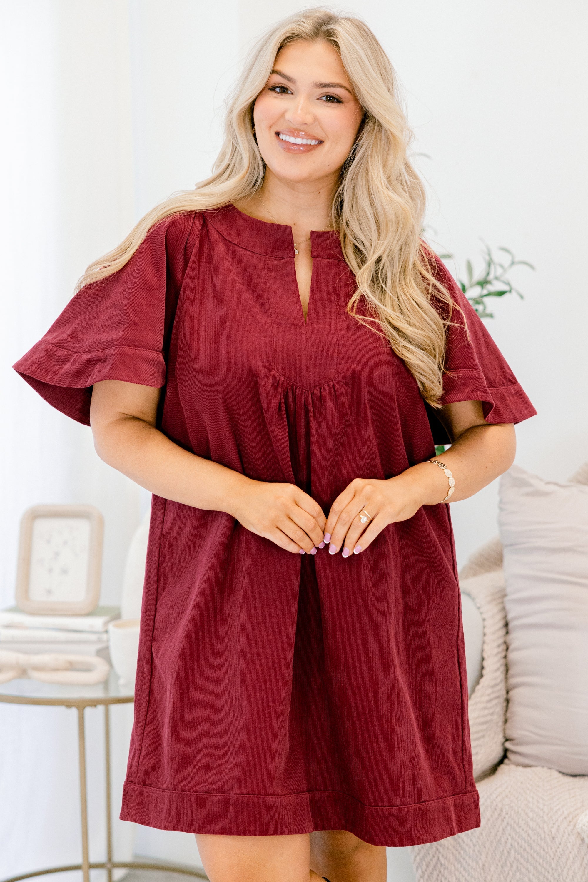 Going The Right Way Dress, Burgundy